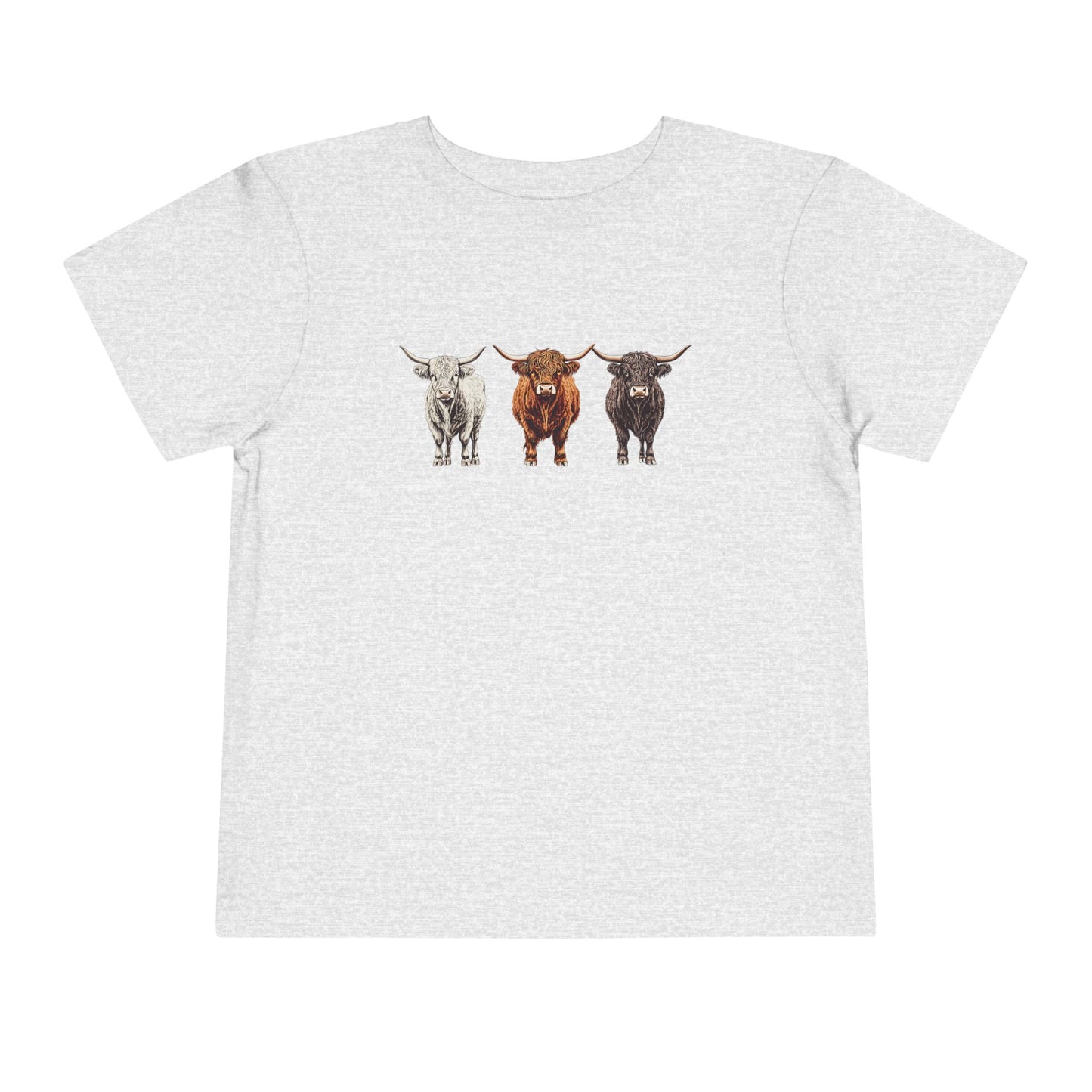 Cute Highland Cattle Toddler Short Sleeve Tee - Adorable Animal T-Shirt for Kids Unisex Farming County Fair Summer Top