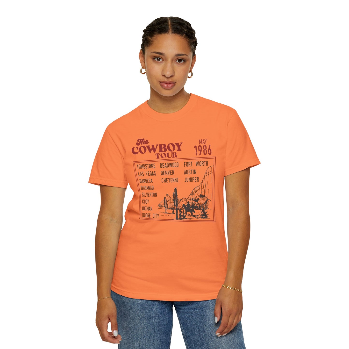 Vintage Cowboy Tour Unisex T-shirt - 1986 Cattle Drive Nostalgic