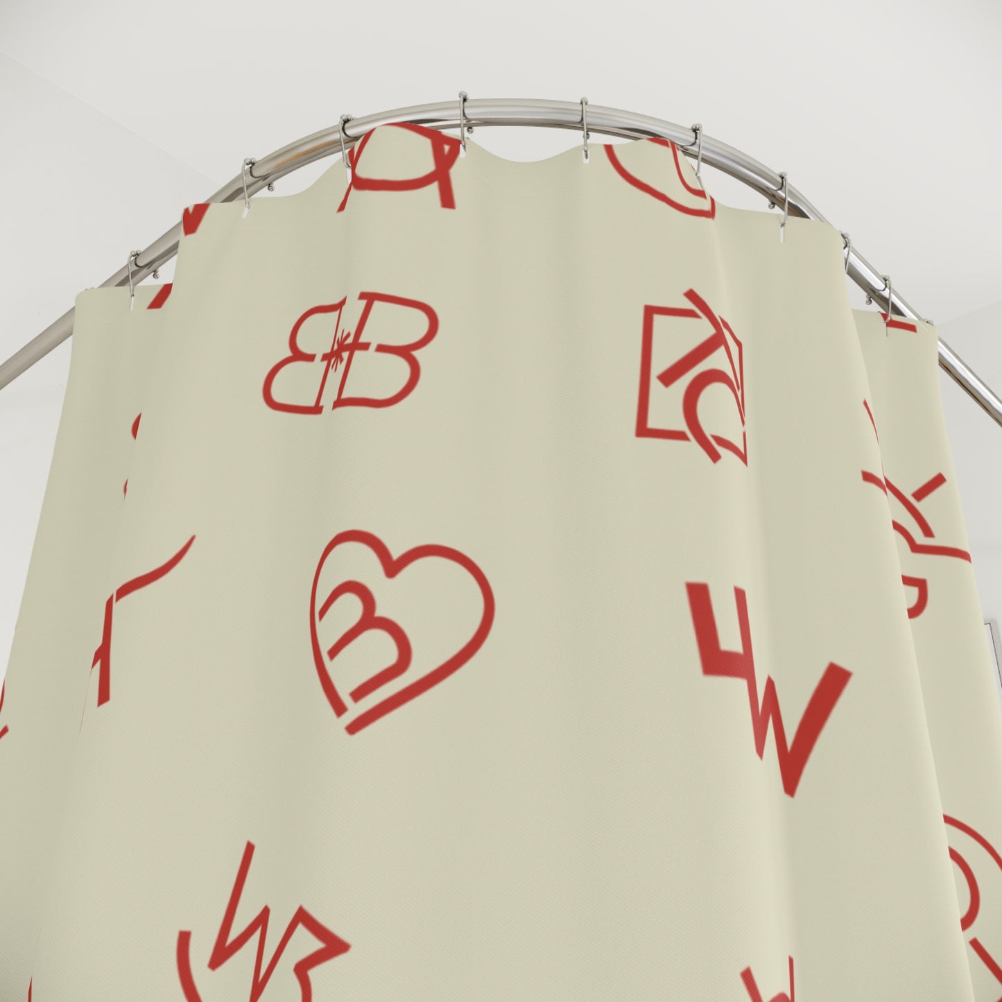 Shower Curtain - Cattle Brand Cream and Red Custom Trendy Western Design