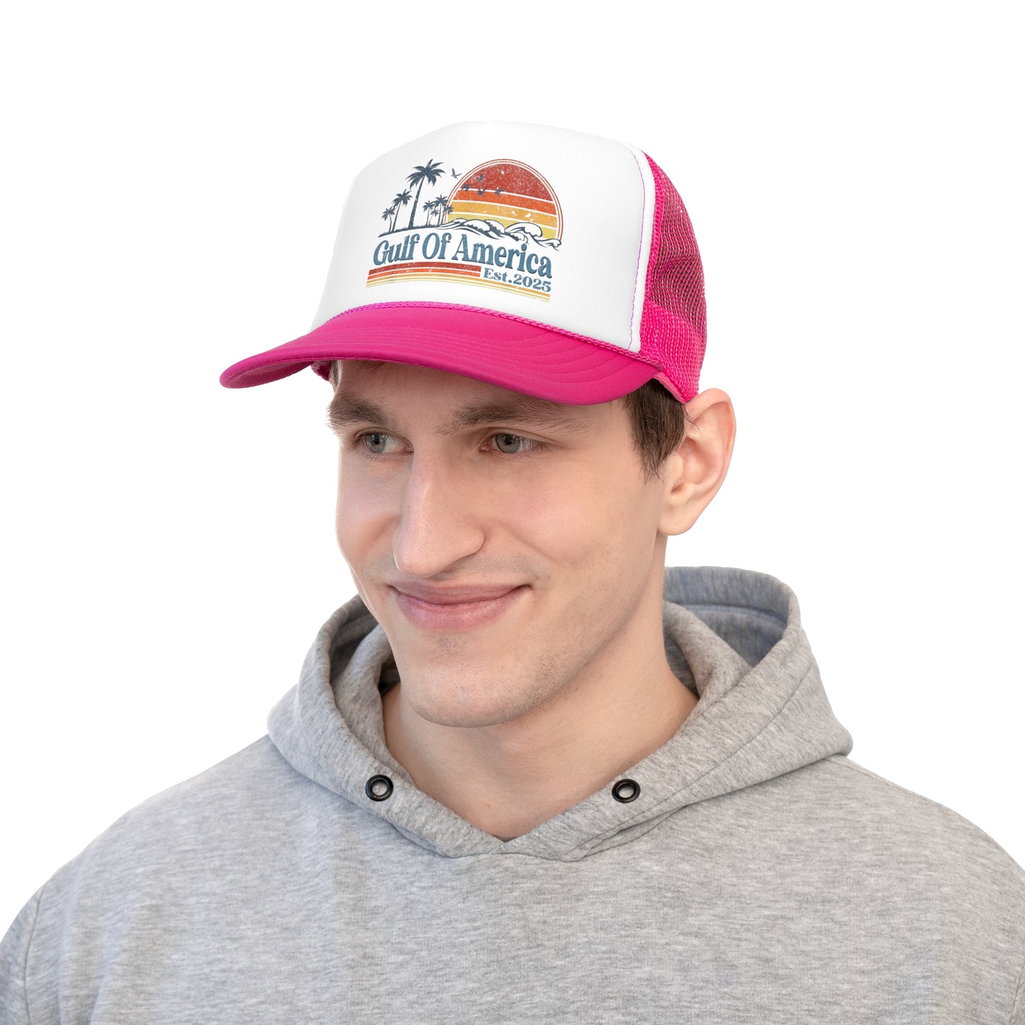 Pink Vintage Beach Sunset Trucker Cap - Mothers Day Gift