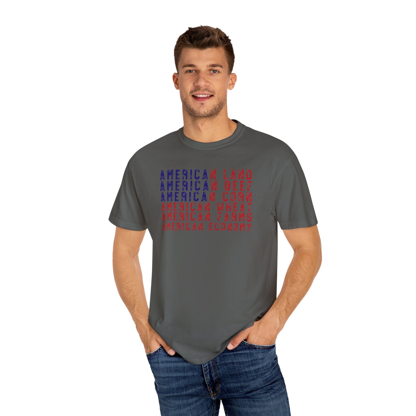 Vintage American Beef Corn Land Wheat Farms Pride T-shirt - Land, Beef, Corn Wheat Crops USA America Patriotic Design