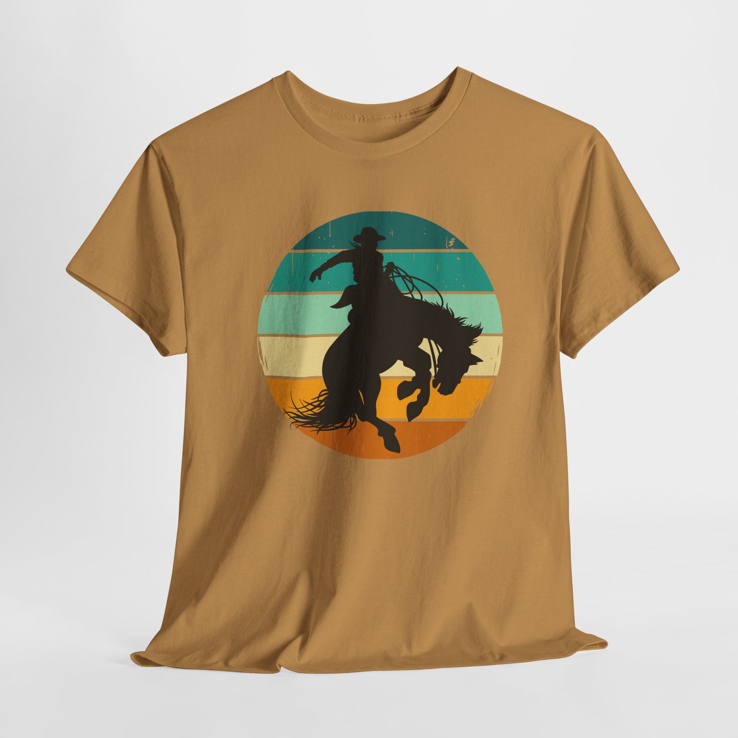 Ride It! Retro Cowboy Unisex Heavy Cotton Tee Rodeo, Honky Tonk, Concert, County Fair -Great Layering Tee. 8 Great Colors to Choose From