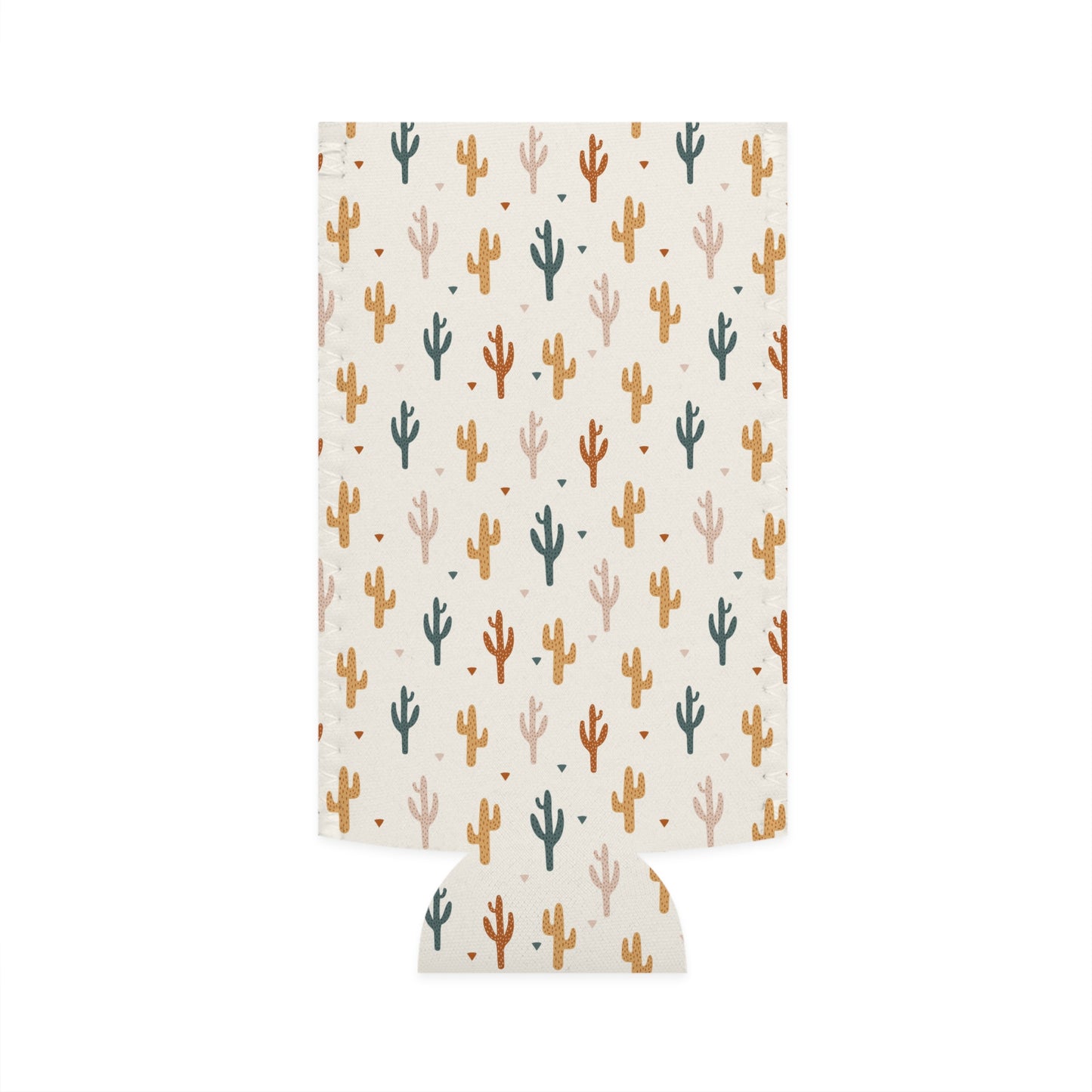 Western Cactus Pattern Slim Can Cooler - Insulated Drink Holder for Outdoor Fun