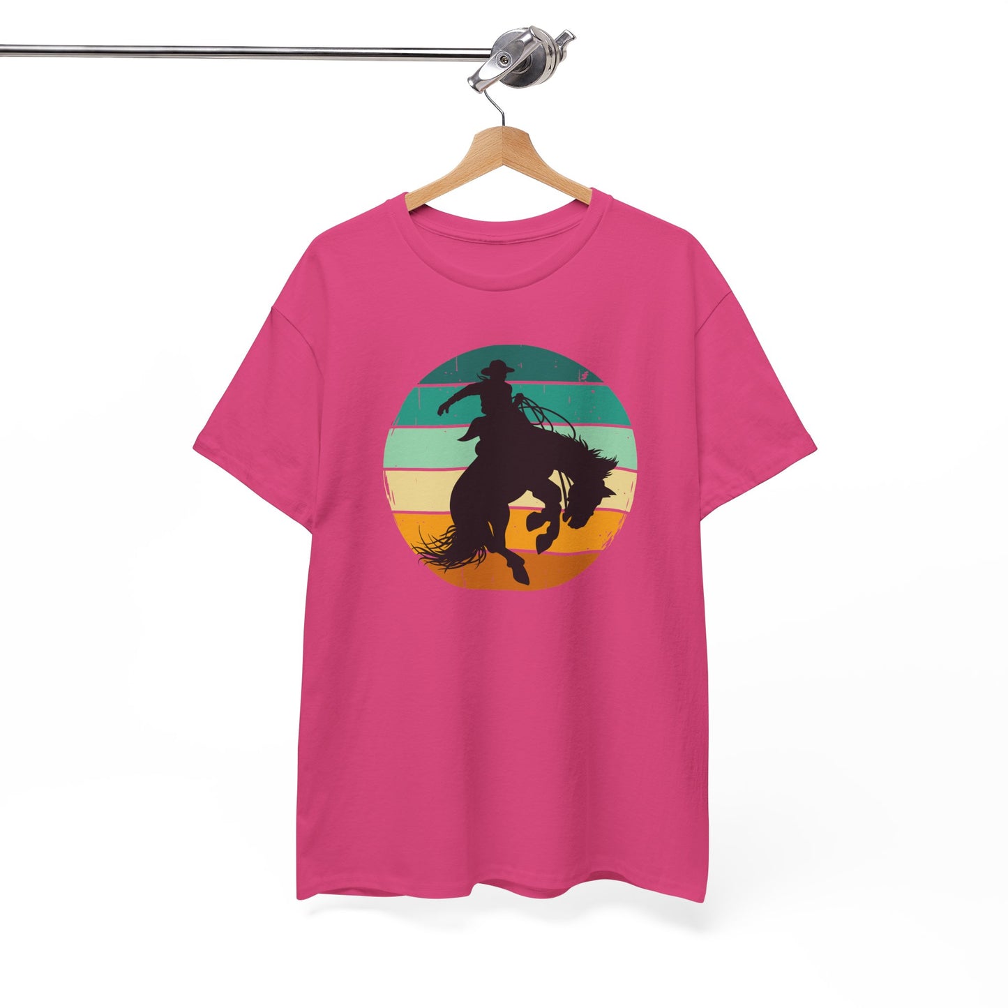 Ride It! Retro Cowboy Unisex Heavy Cotton Tee Rodeo, Honky Tonk, Concert, County Fair -Great Layering Tee. 8 Great Colors to Choose From