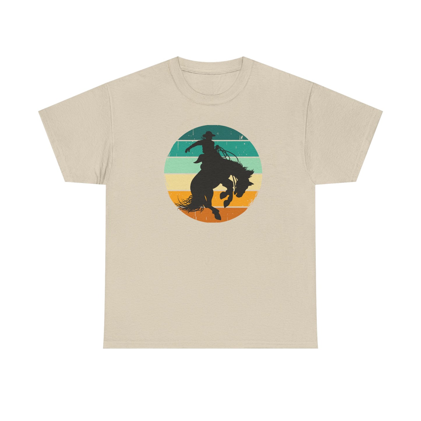 Ride It! Retro Cowboy Unisex Heavy Cotton Tee Rodeo, Honky Tonk, Concert, County Fair -Great Layering Tee. 8 Great Colors to Choose From