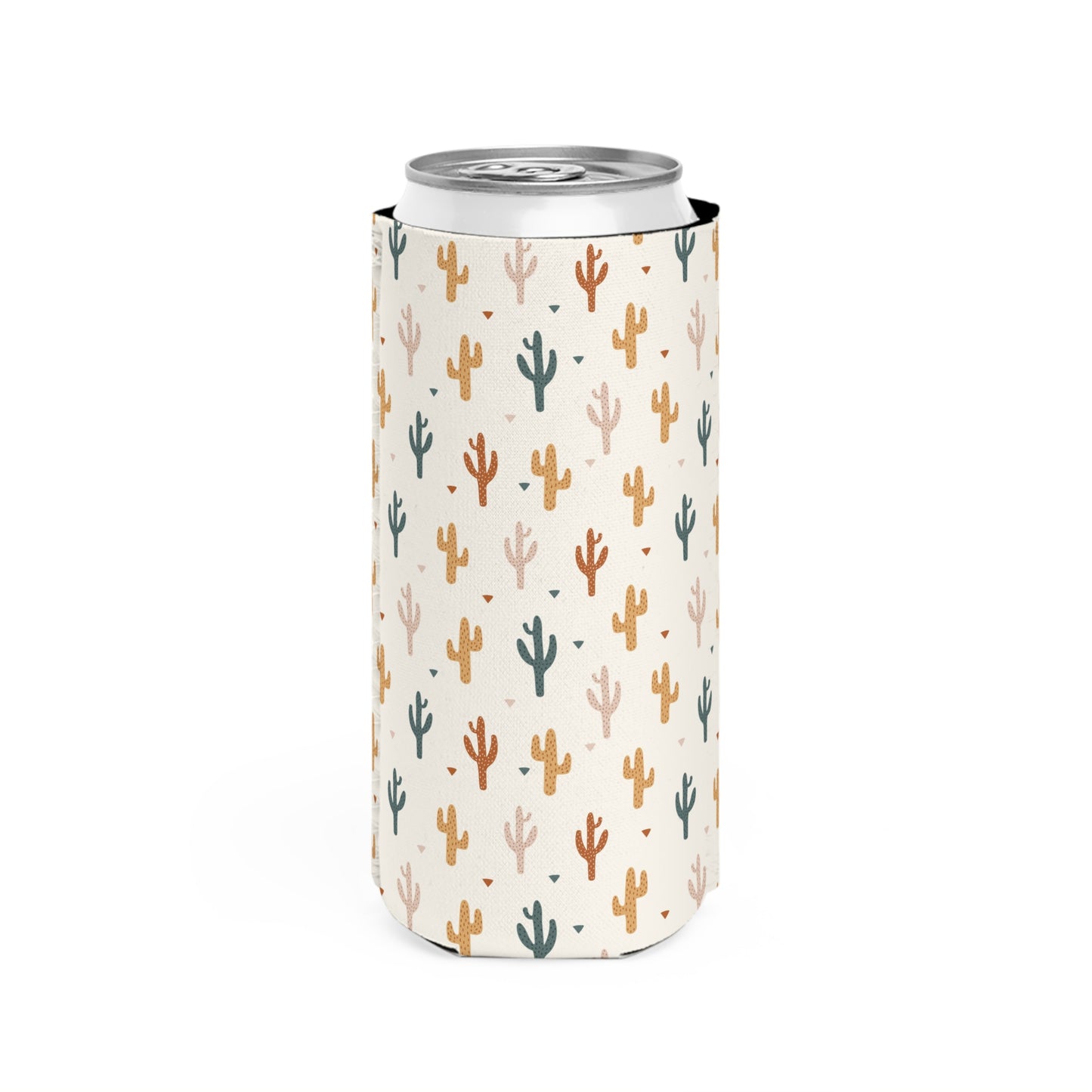 Western Cactus Pattern Slim Can Cooler - Insulated Drink Holder for Outdoor Fun
