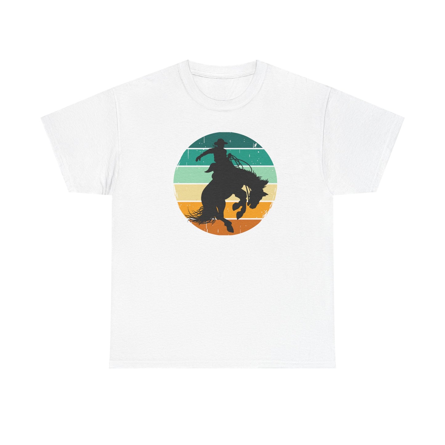 Ride It! Retro Cowboy Unisex Heavy Cotton Tee Rodeo, Honky Tonk, Concert, County Fair -Great Layering Tee. 8 Great Colors to Choose From