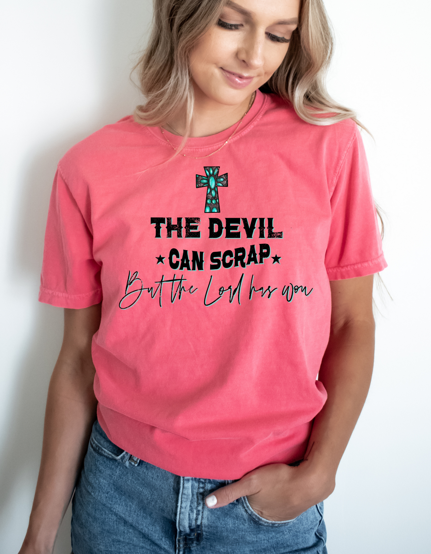 Turquoise Cross Unisex T-shirt - The Lord has Won