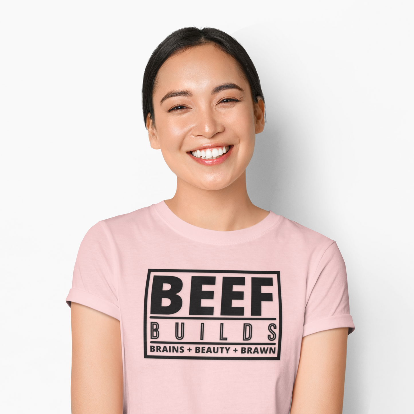 Ladies... Farm Wives, Ranch Wives, Cowgirls, Beef Producers.... You Need this BEEF BUILDS Brains + Beauty + Brawn T-Shirt