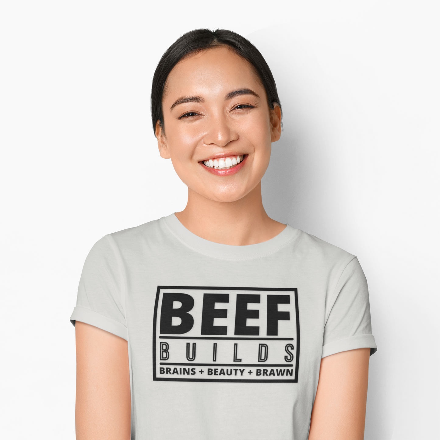 Ladies... Farm Wives, Ranch Wives, Cowgirls, Beef Producers.... You Need this BEEF BUILDS Brains + Beauty + Brawn T-Shirt