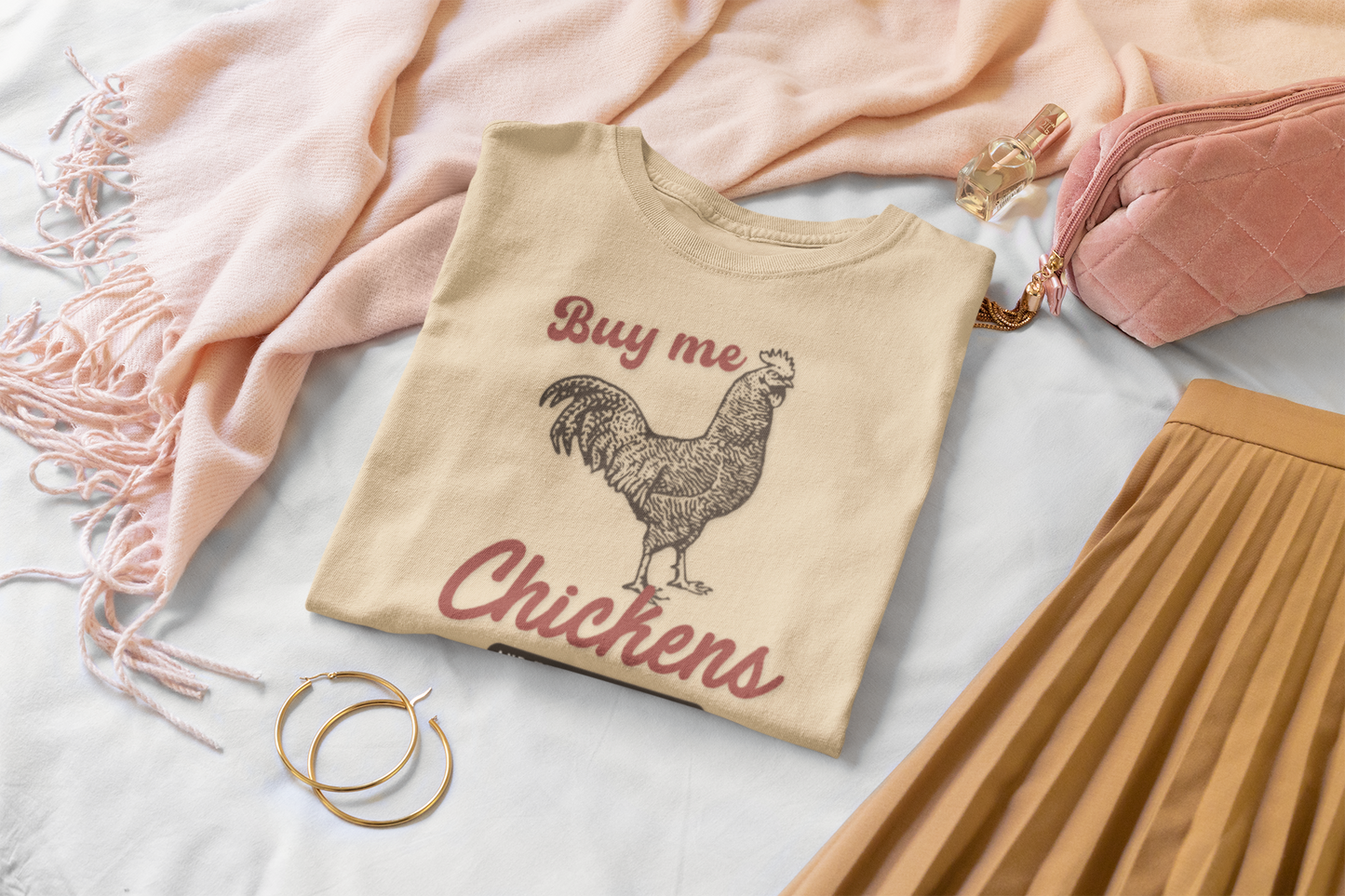 The Way To A Good Woman's Heart.... 'Buy Me Chickens' T- Shirt - Perfect for Egg Dealers, Chicken Lovers, Crazy Chicken Lady, Wives