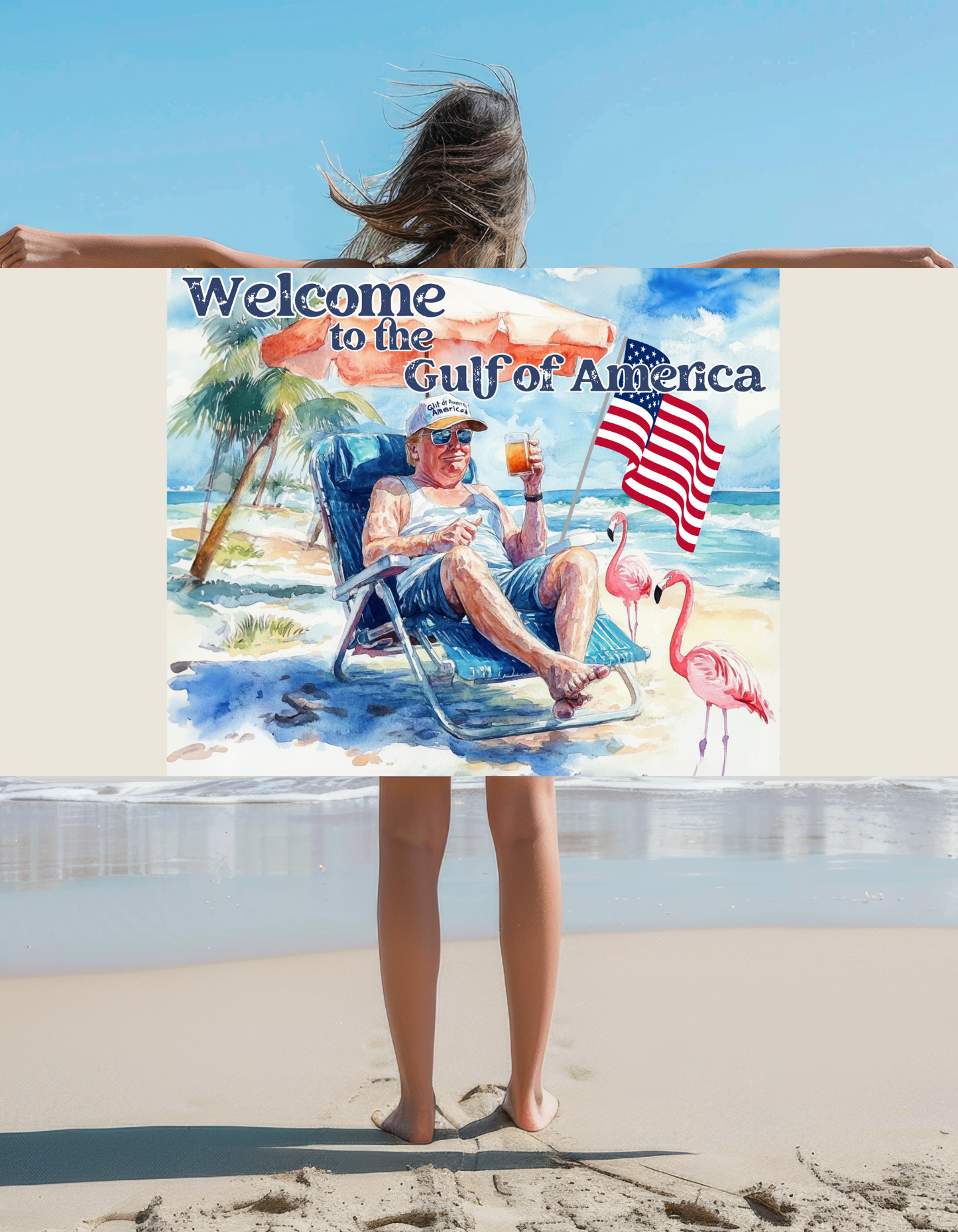 New Design Gulf of America Beach Towel Trump On The Beach Make America Great Drinks On The Beach Just Chillin on the Beach