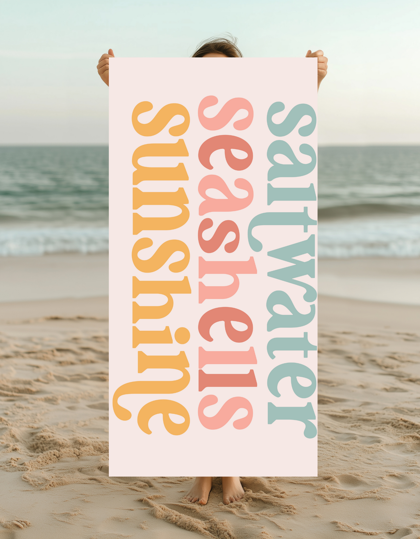 Saltwater Seashells Sunshine Beach Towel - Perfect for Summer Fun Beach Family Vacation Boho Vibe Florida Gulf Of America