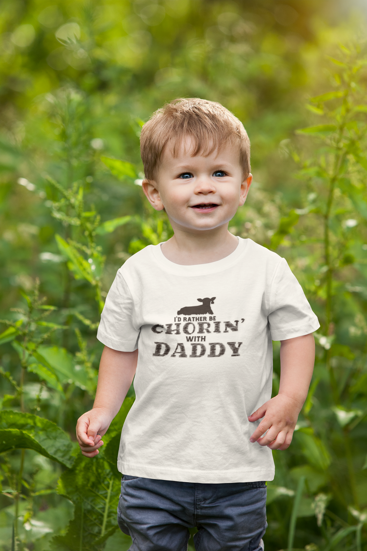 I'd Rather Be Chorin' with Daddy Toddler Tee - Cute Kids Shirt for Father's Day Farm Life Future Farmer Unisex