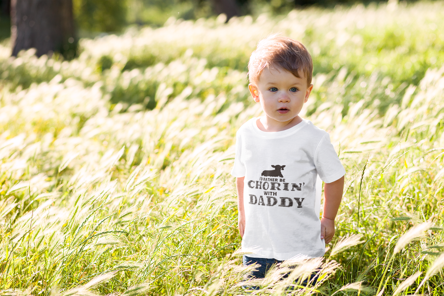 I'd Rather Be Chorin' with Daddy Toddler Tee - Cute Kids Shirt for Father's Day Farm Life Future Farmer Unisex