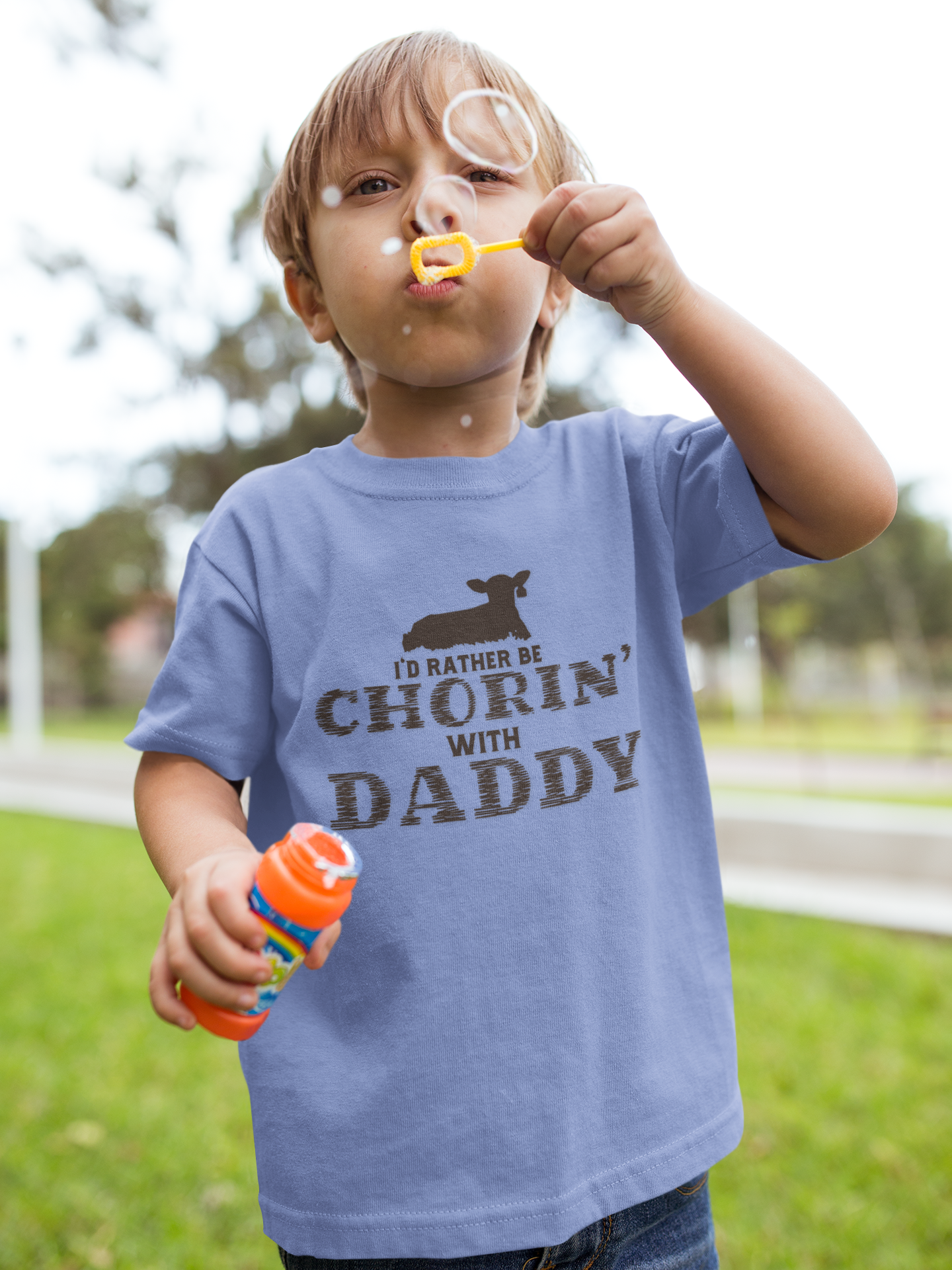 I'd Rather Be Chorin' with Daddy Toddler Tee - Cute Kids Shirt for Father's Day Farm Life Future Farmer Unisex