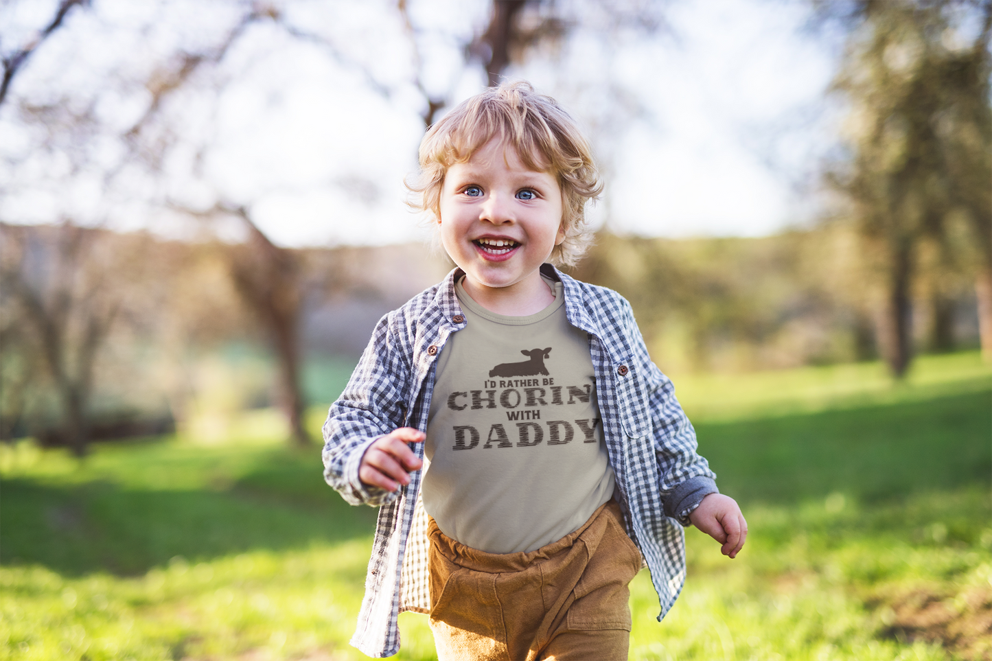 I'd Rather Be Chorin' with Daddy Toddler Tee - Cute Kids Shirt for Father's Day Farm Life Future Farmer Unisex