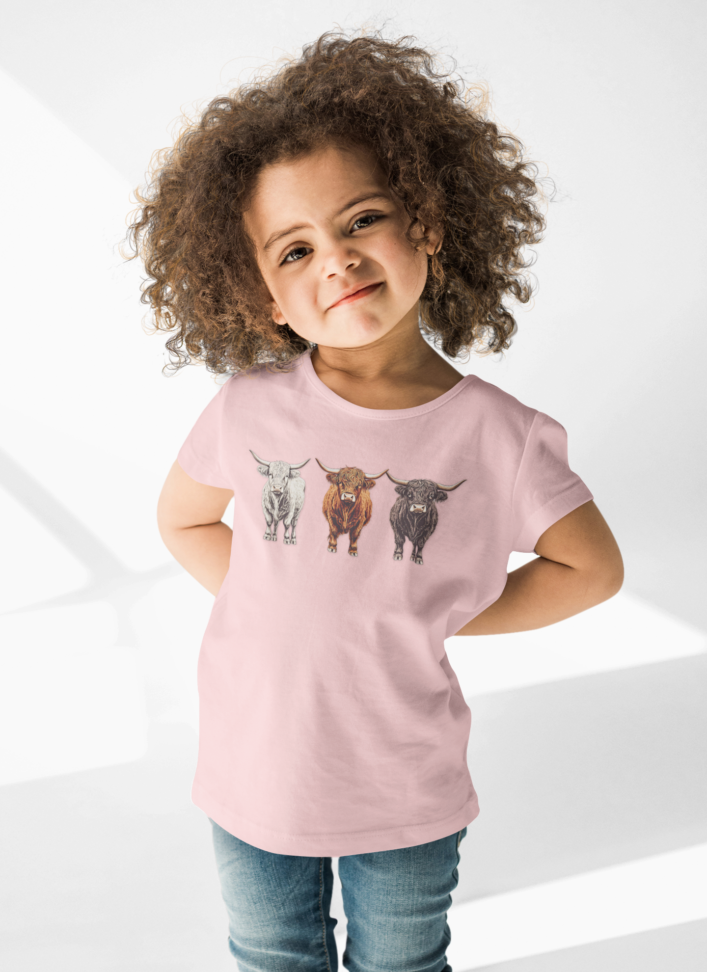 Cute Highland Cattle Toddler Short Sleeve Tee - Adorable Animal T-Shirt for Kids Unisex Farming County Fair Summer Top