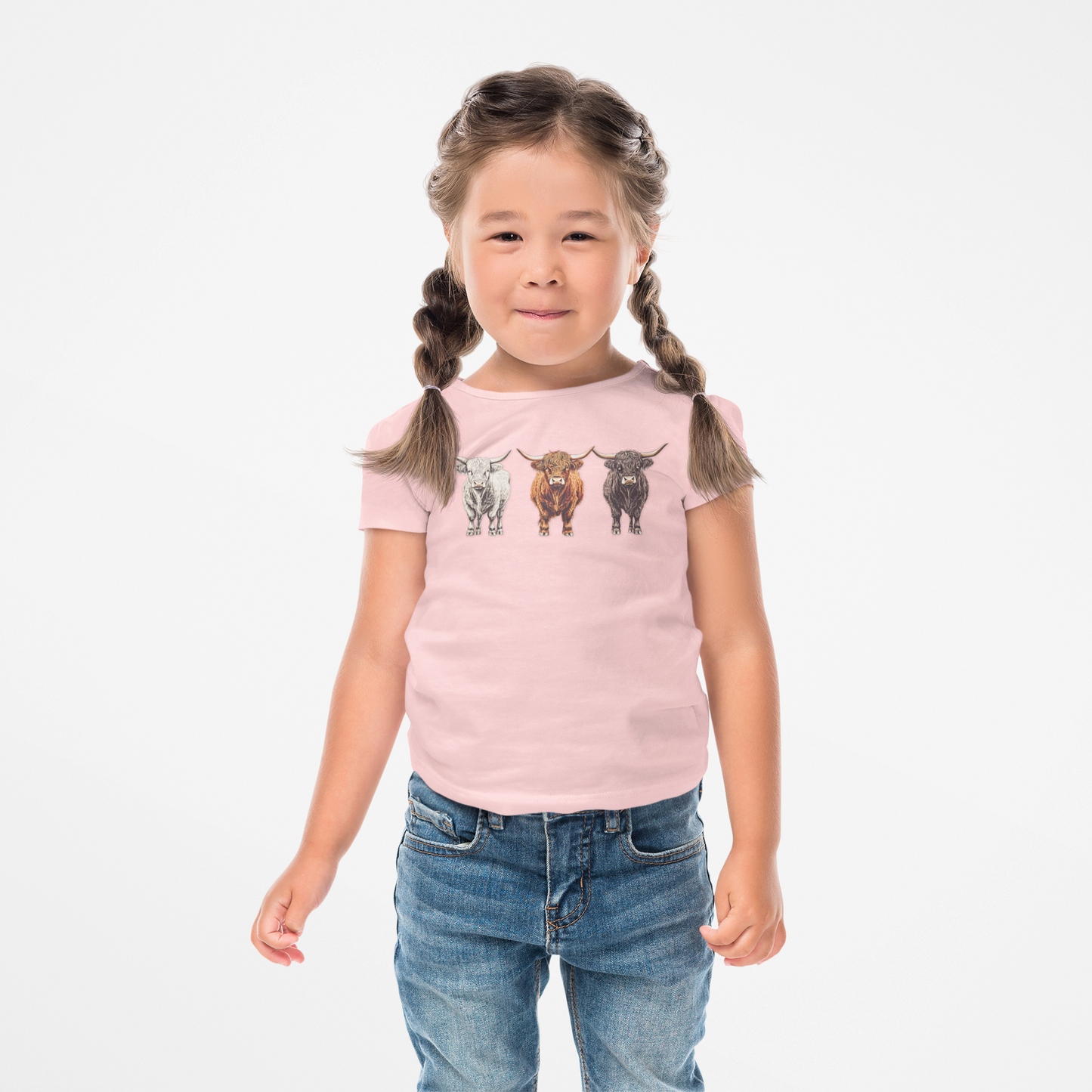 Cute Highland Cattle Toddler Short Sleeve Tee - Adorable Animal T-Shirt for Kids Unisex Farming County Fair Summer Top