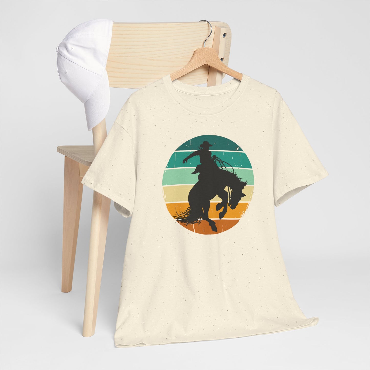 Ride It! Retro Cowboy Unisex Heavy Cotton Tee Rodeo, Honky Tonk, Concert, County Fair -Great Layering Tee. 8 Great Colors to Choose From