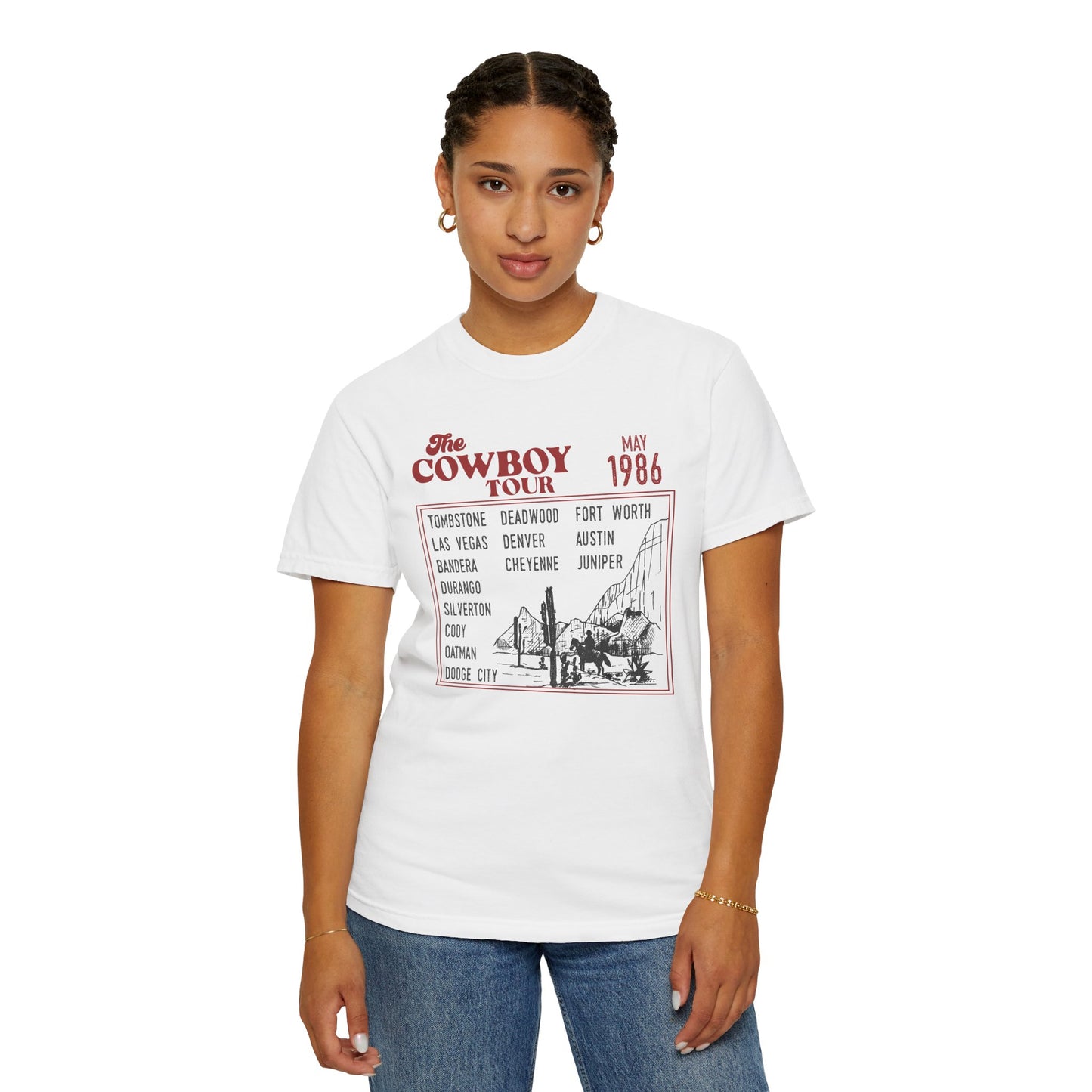 Vintage Cowboy Tour Unisex T-shirt - 1986 Cattle Drive Nostalgic