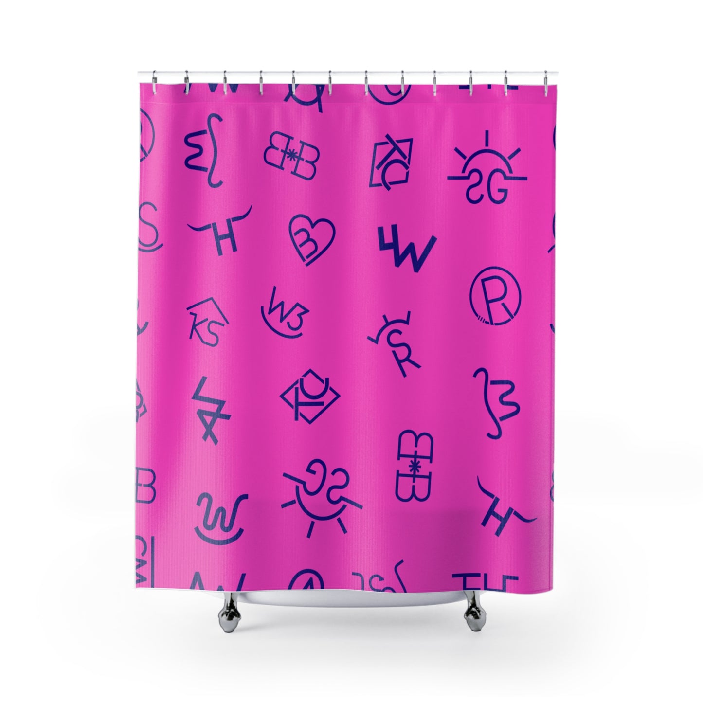 Cattle Brands Hot Pink and Blue Shower Curtain