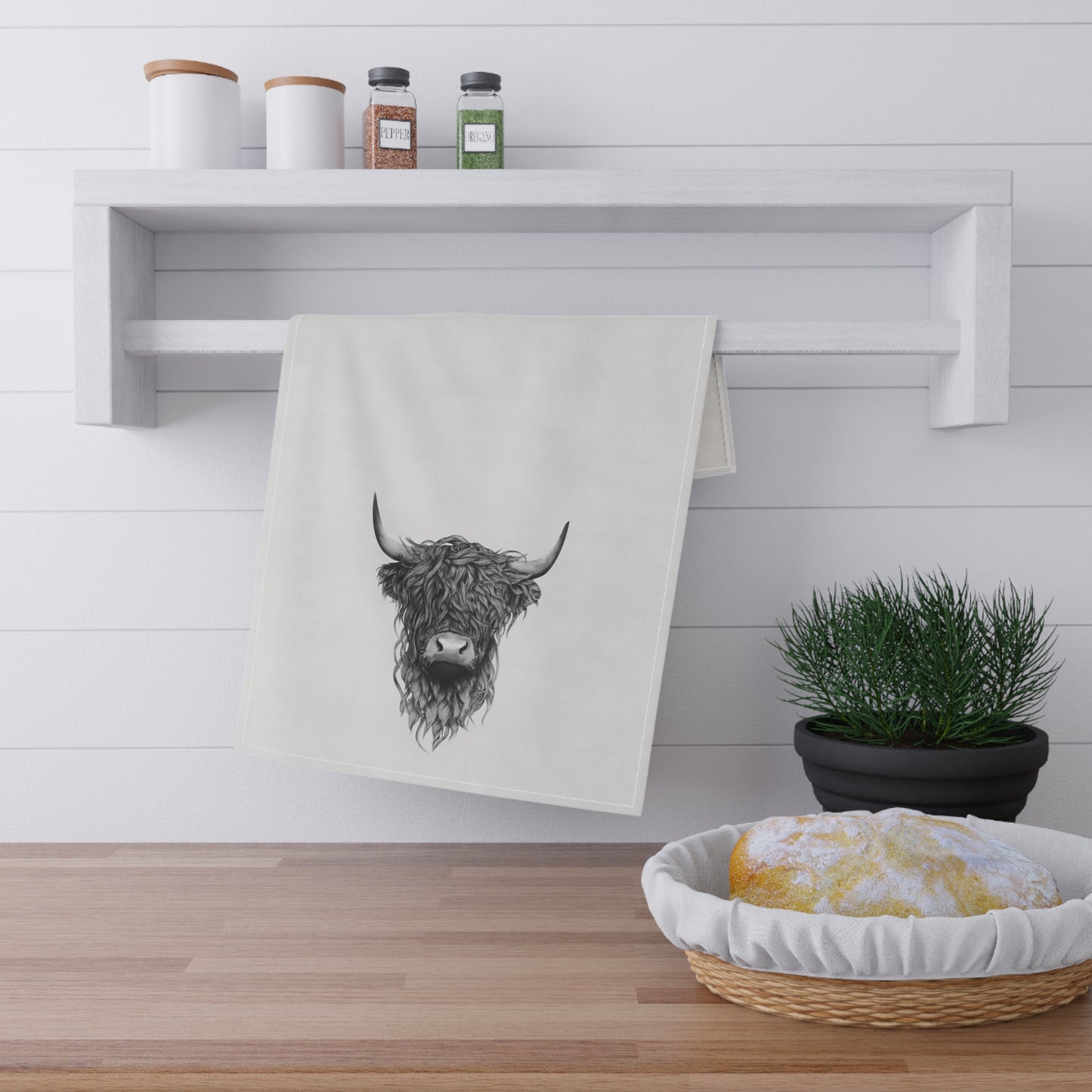 Whimsical Highland Cow Tea Towels - Rustic Kitchen Decor, Farmhouse Style, Hostess Gifts, Cow Lover Gift, Wedding Gift, House Warming Gift
