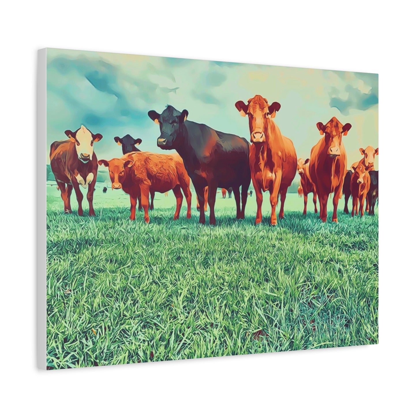 Original Farm Angus Black And Red Farm Rustic Farmhouse Canvas Art Print, Cow Wall Decor, Country Home Decor,Farmhouse Wall Art