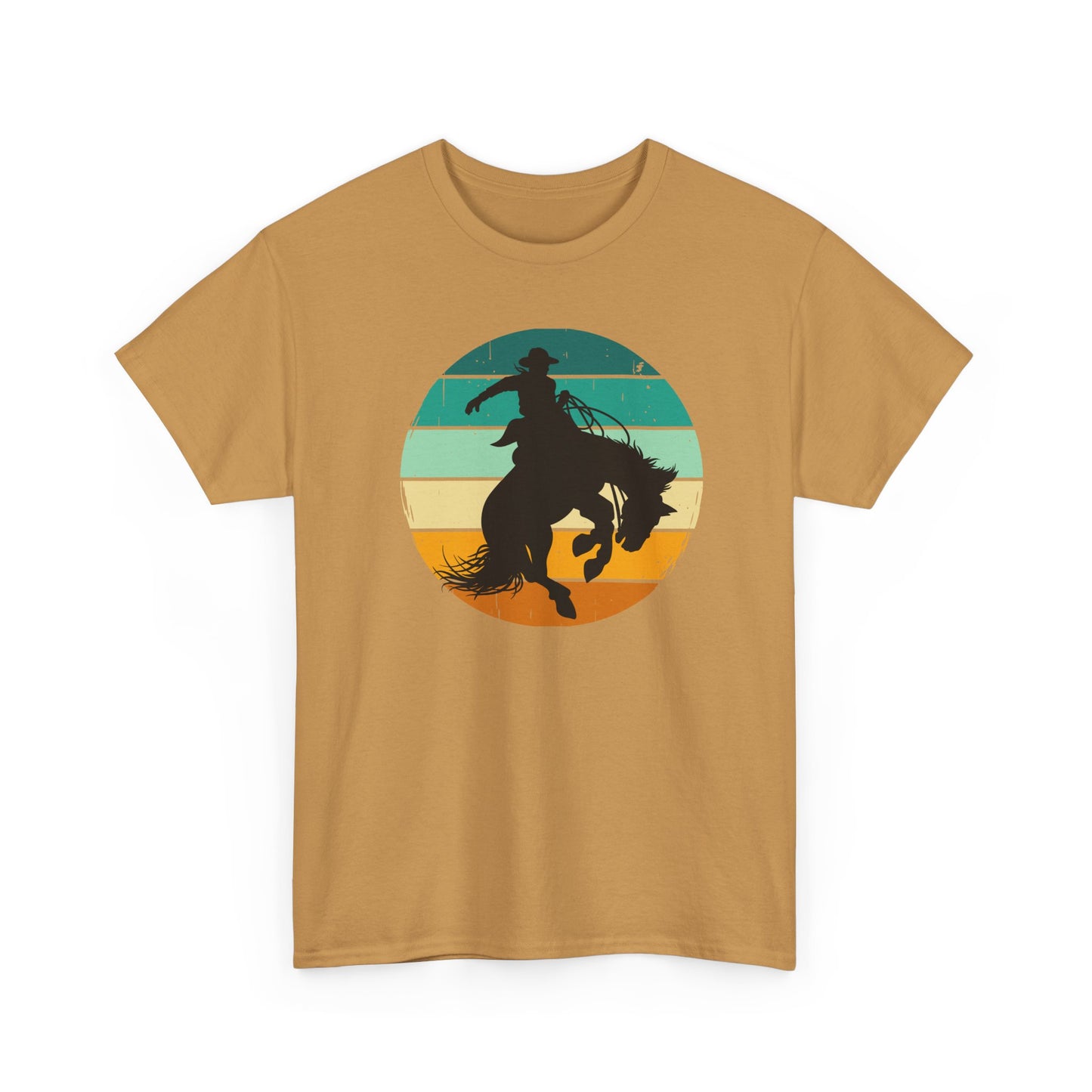 Ride It! Retro Cowboy Unisex Heavy Cotton Tee Rodeo, Honky Tonk, Concert, County Fair -Great Layering Tee. 8 Great Colors to Choose From