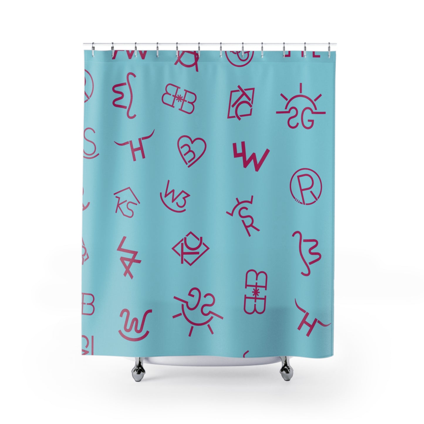 Trendy Western Ranchy Shower Curtain Blue and Hot Pink