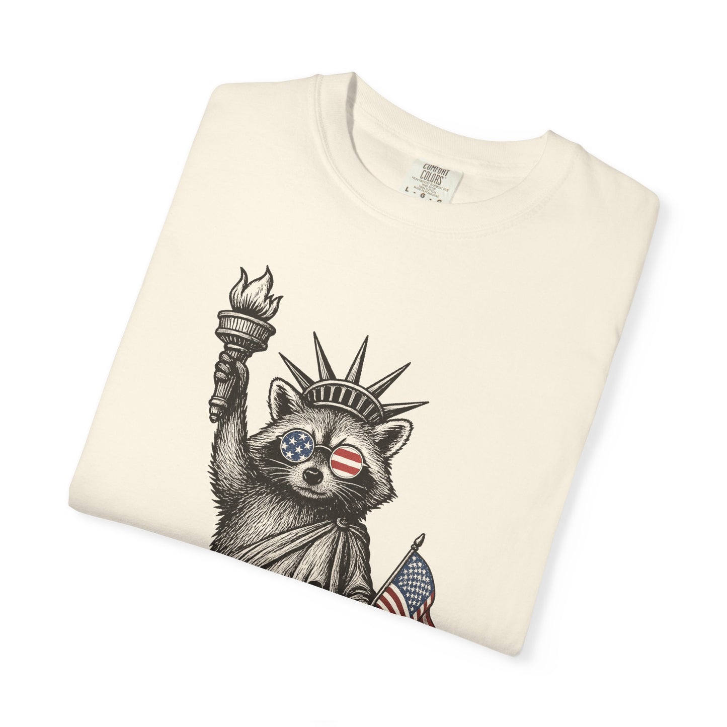 Feral & Free Unisex T-Shirt - Feral Raccoon Design, 4th of July Feral Tee, 4th of July Tshirt, Independence Day, Statue of Liberty Tshirt, Red White and Blue, Fireworks