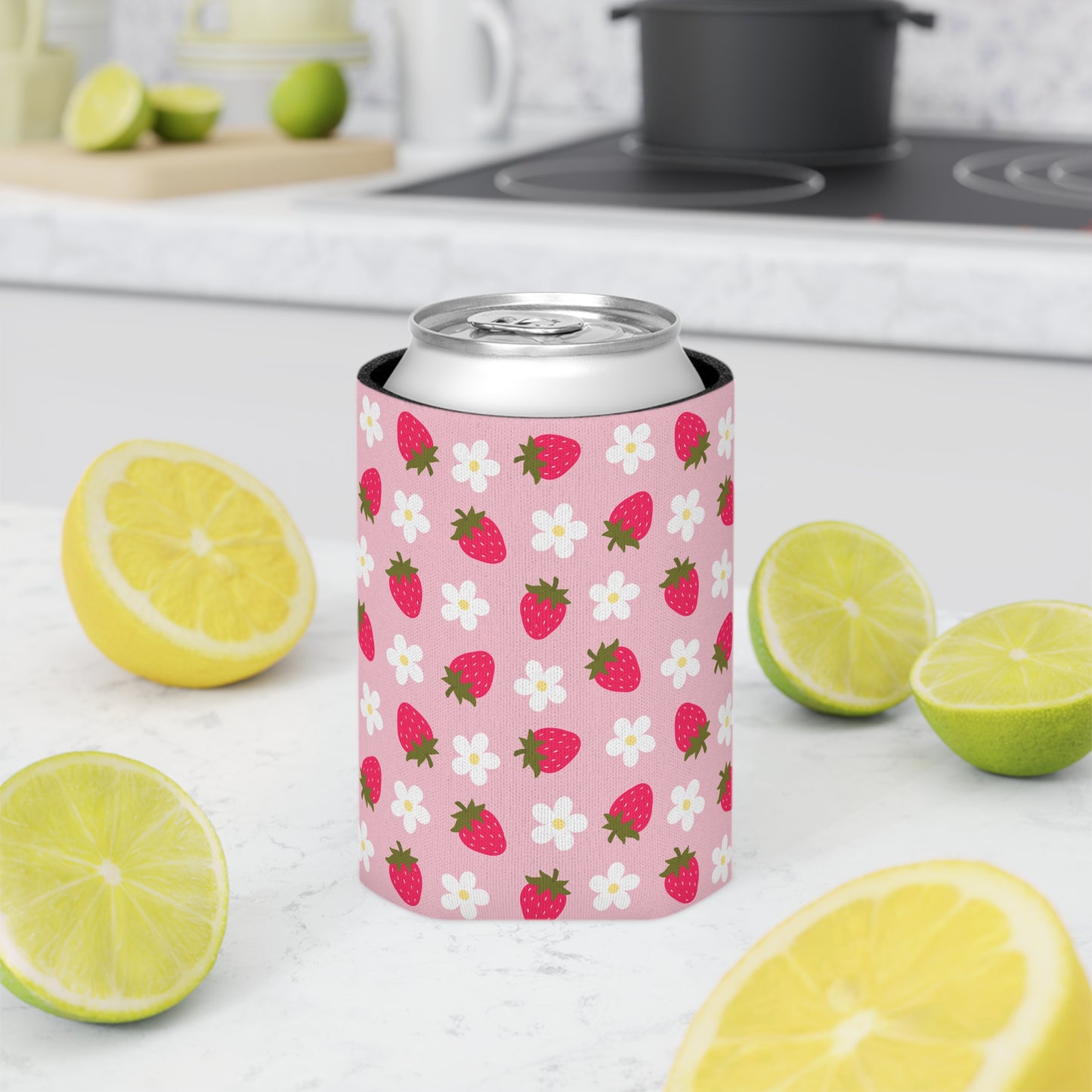 Perfect Summer Koozie Strawberry Festival Floral Can Cooler - Adorable