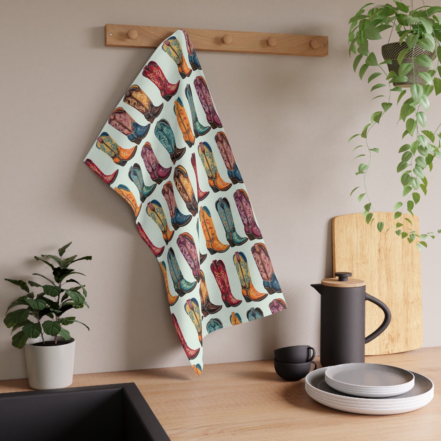 Colorful Cowboy Boots Tea Towels - Fun Western Kitchen Decor House Warming Gift Idea - Farm House Style