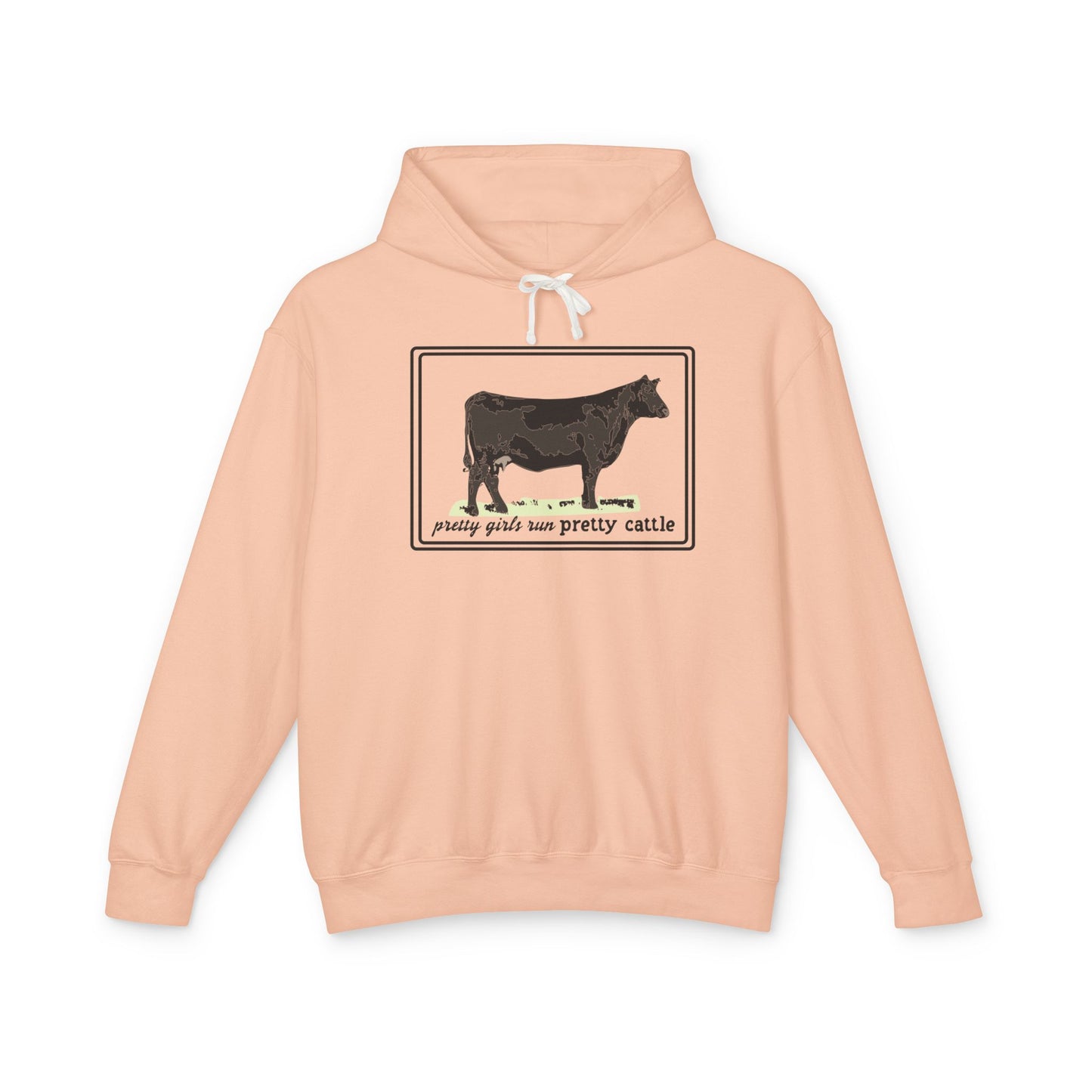 New Pretty Girls Run Pretty Cattle Comfort Colors Lightweight Hooded Sweatshirt - Multiple Colors Available