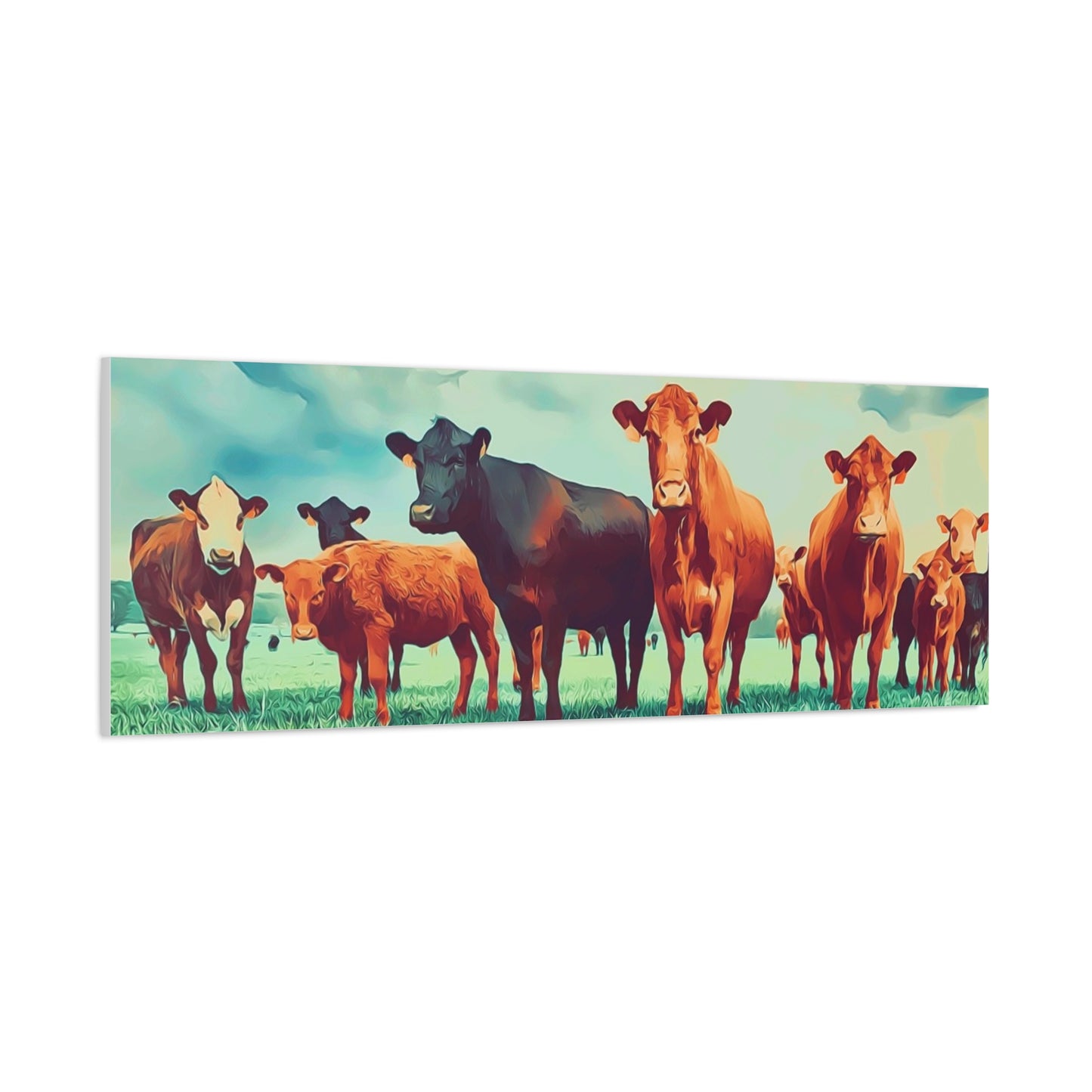 Original Farm Angus Black And Red Farm Rustic Farmhouse Canvas Art Print, Cow Wall Decor, Country Home Decor,Farmhouse Wall Art