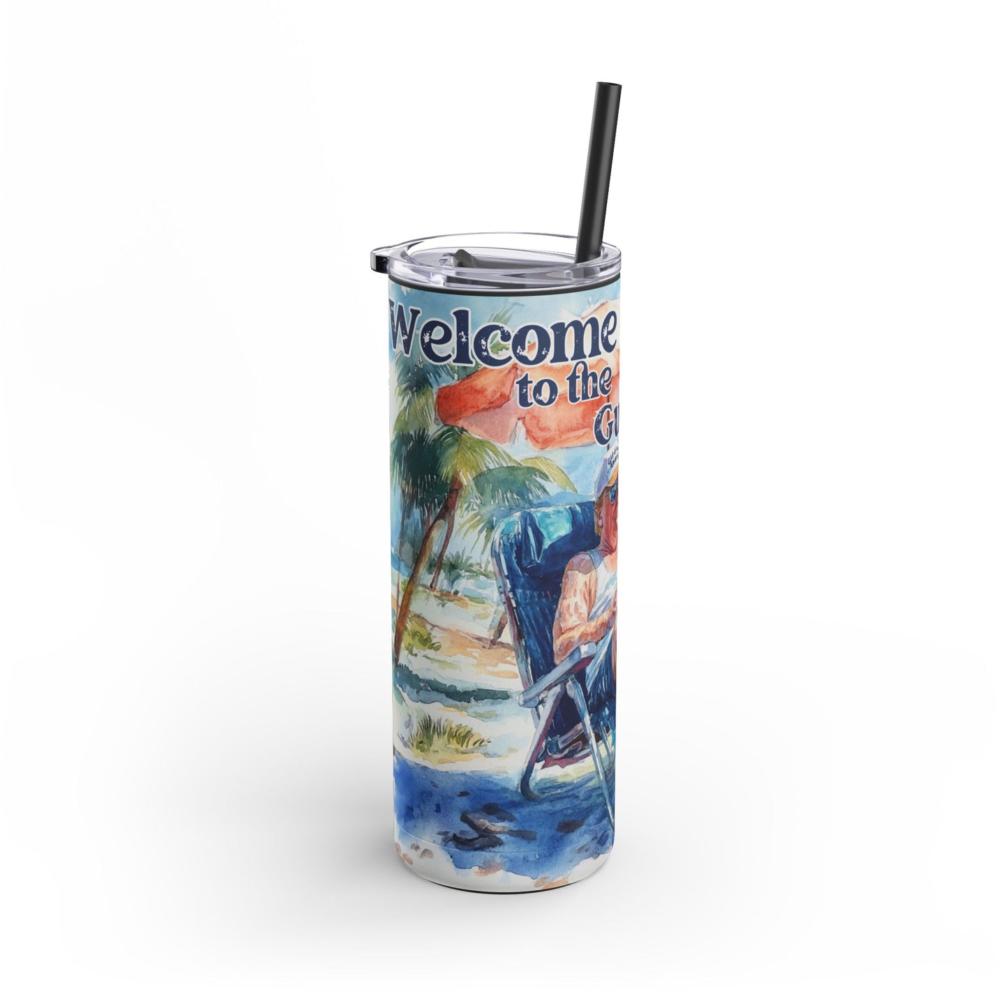 Trump Gulf of America Slim 20 oz Tumbler, Beach Tumbler, River Tumbler, Patriotic Cup, Tumbler with Straw
