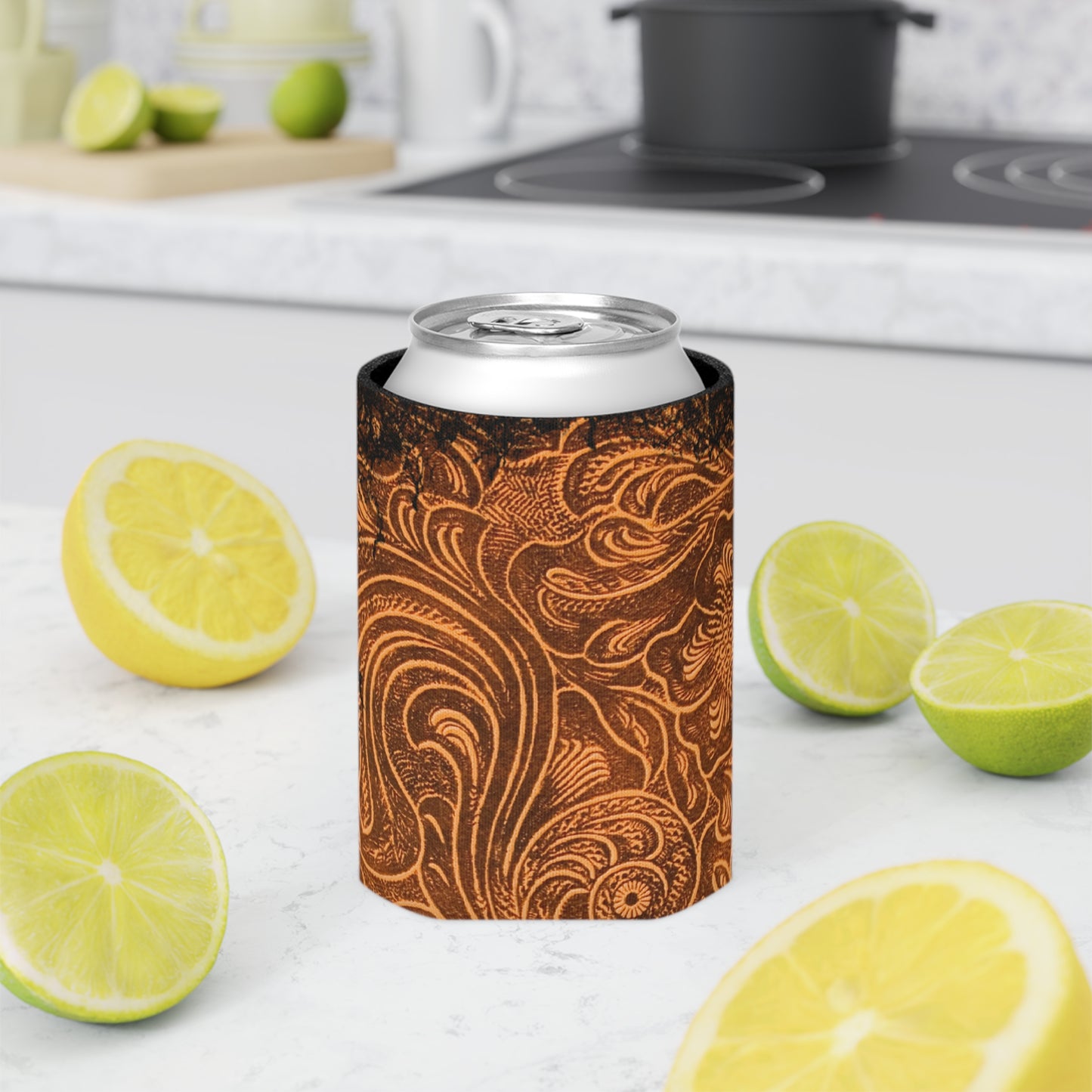Western Vintage Leather Look Koozie Can Cooler - Bachelorette or Bachelor Gift, Wedding Party Fathers Day Mothers Day Rodeo Gift