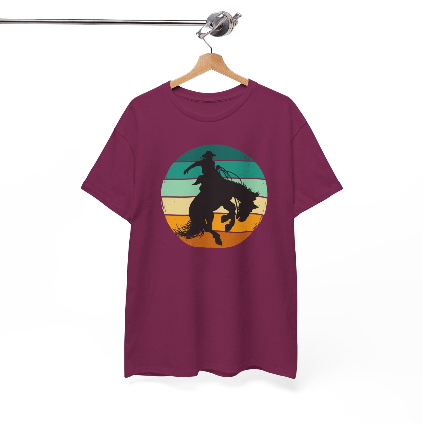 Ride It! Retro Cowboy Unisex Heavy Cotton Tee Rodeo, Honky Tonk, Concert, County Fair -Great Layering Tee. 8 Great Colors to Choose From