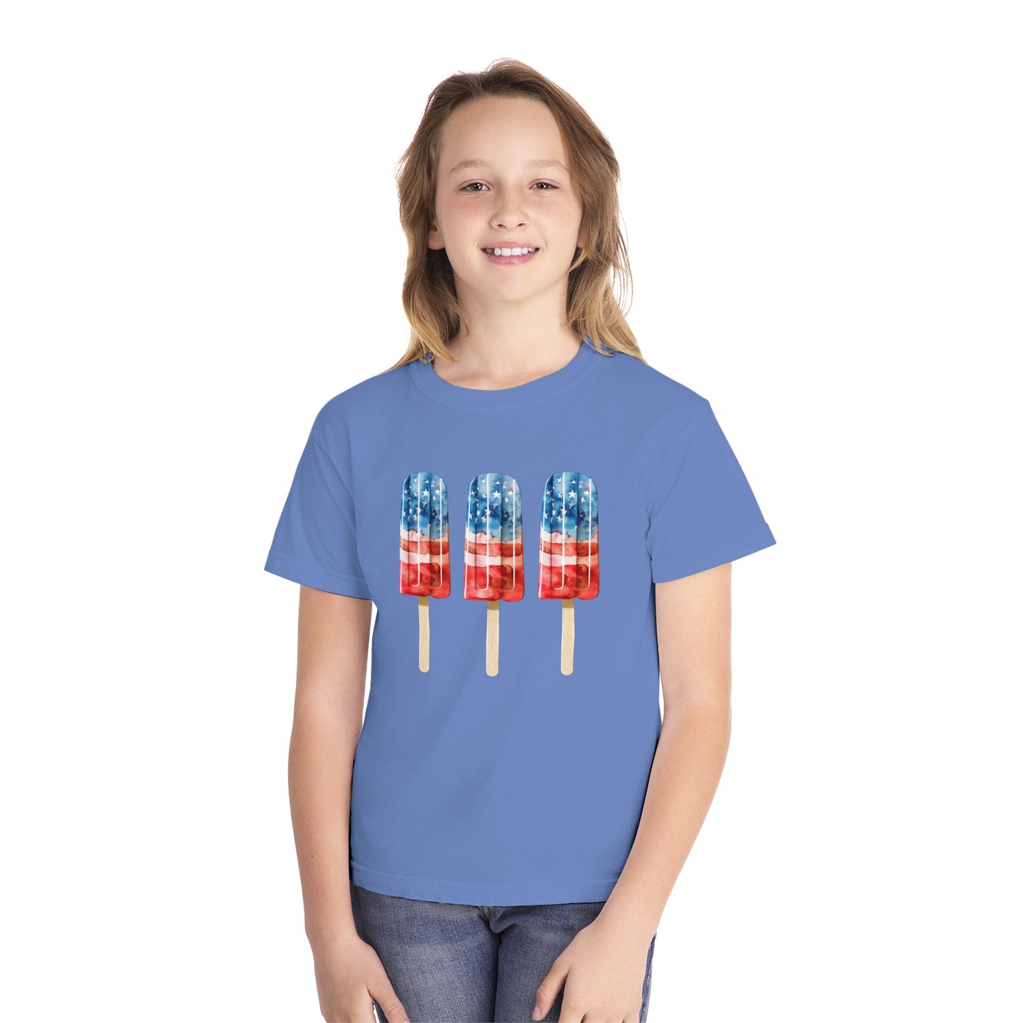 Patriotic Youth Tee with Popsicles, Kids Summer T-Shirt, Independence Day Gift, 4th of July Apparel, Fun Outdoor Wear
