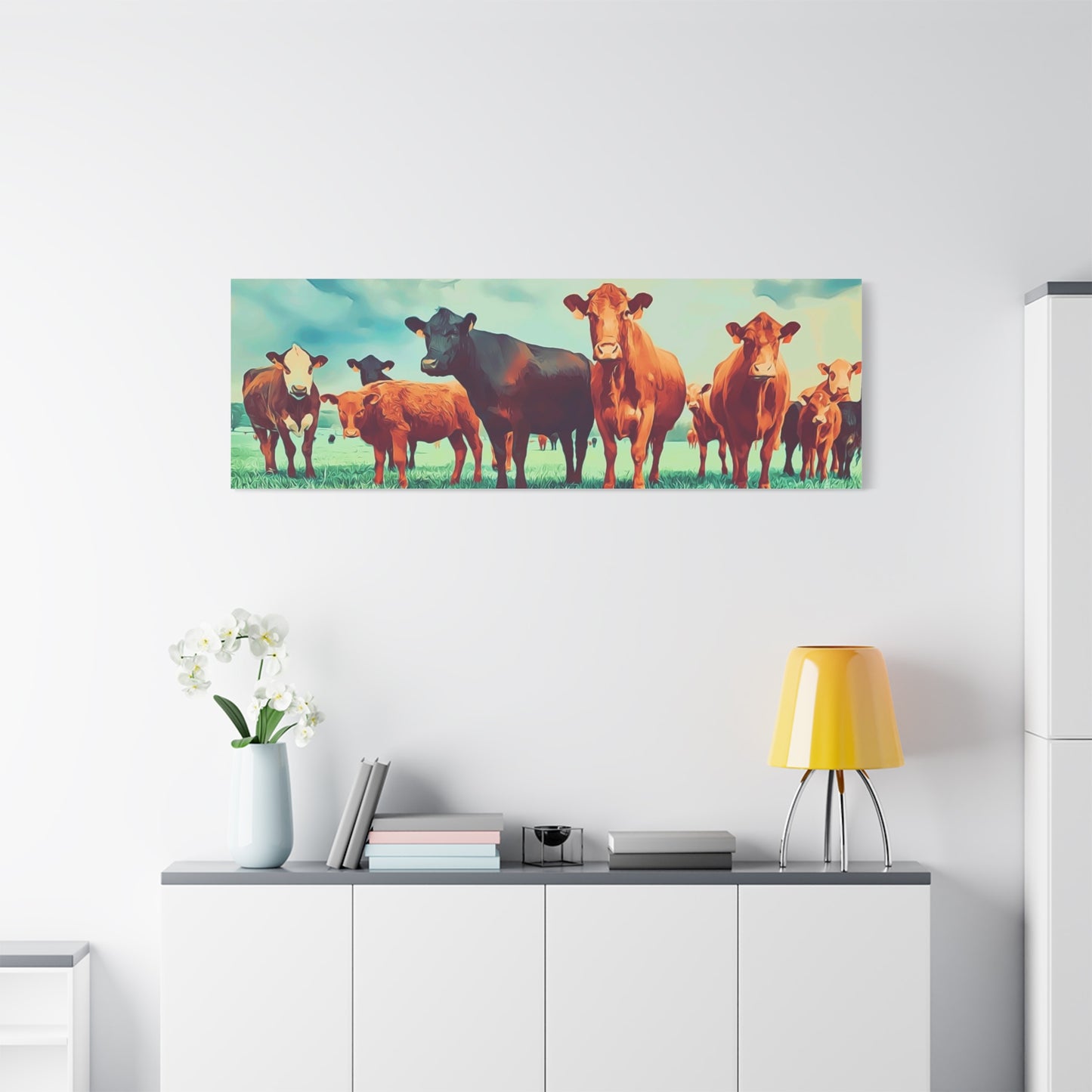 Original Farm Angus Black And Red Farm Rustic Farmhouse Canvas Art Print, Cow Wall Decor, Country Home Decor,Farmhouse Wall Art