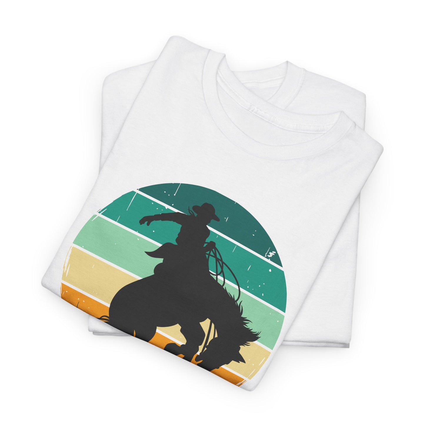 Ride It! Retro Cowboy Unisex Heavy Cotton Tee Rodeo, Honky Tonk, Concert, County Fair -Great Layering Tee. 8 Great Colors to Choose From
