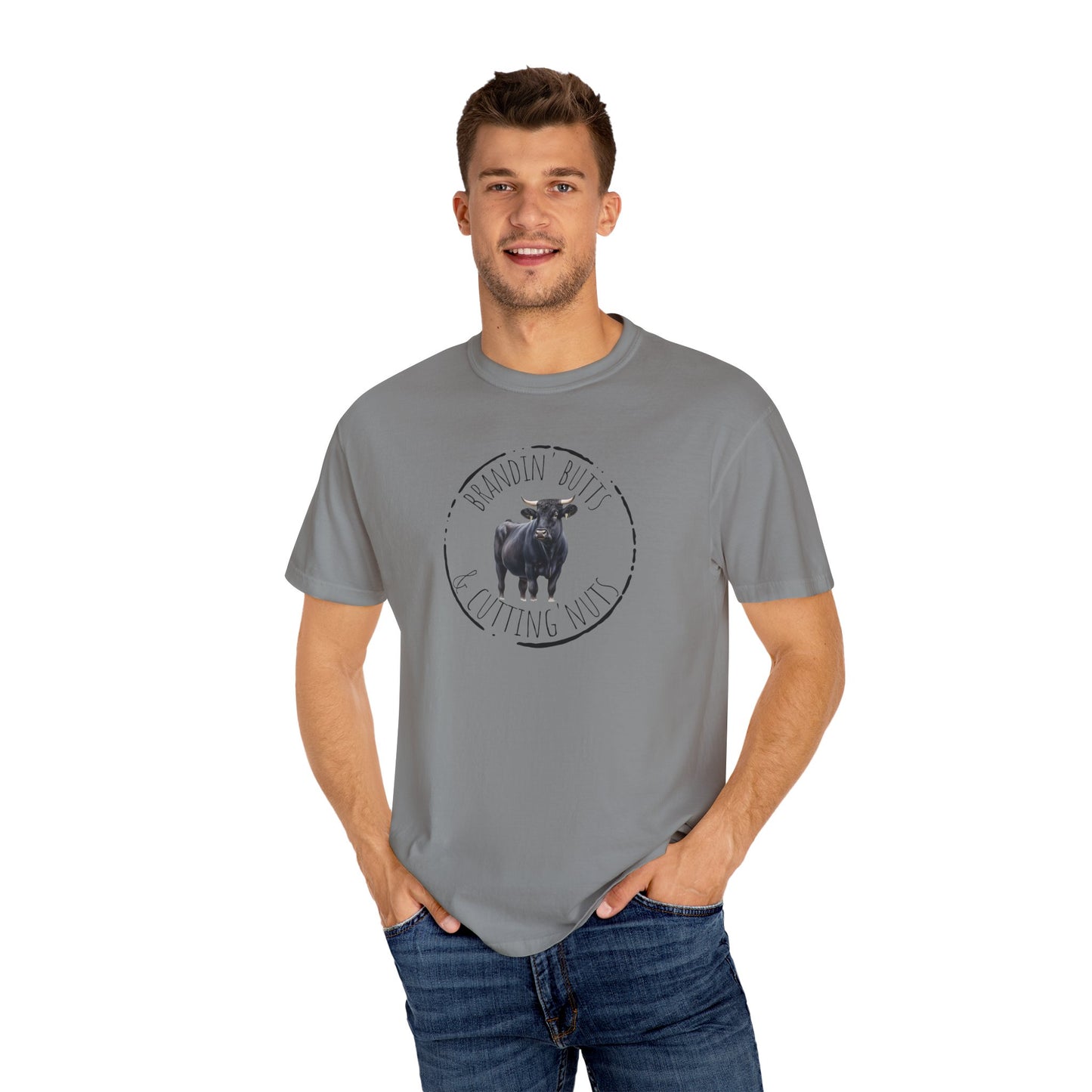 Brandin' Butts Unisex Garment-Dyed T-Shirt - Fun Casual Tee Men or Women, Great for Farmers or Ranchers, Cattle Producers