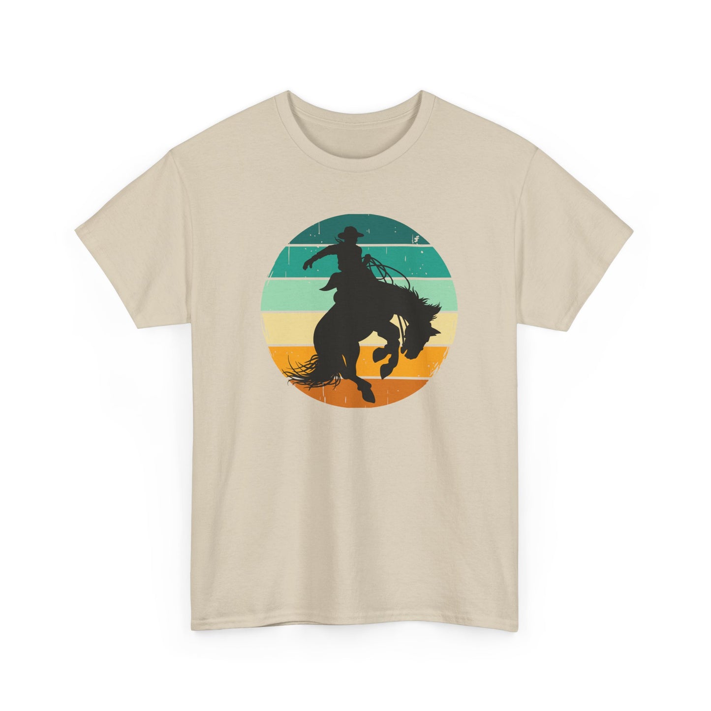 Ride It! Retro Cowboy Unisex Heavy Cotton Tee Rodeo, Honky Tonk, Concert, County Fair -Great Layering Tee. 8 Great Colors to Choose From