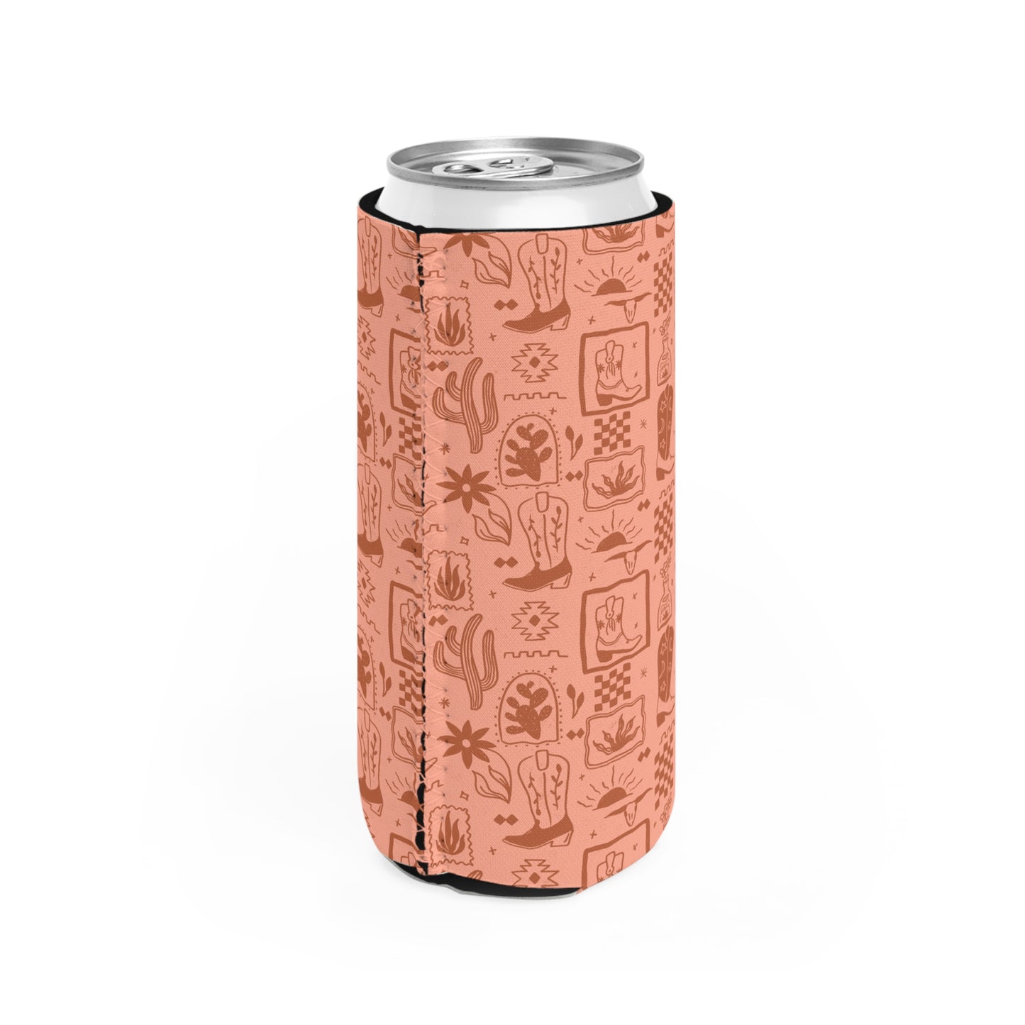 Pink Western Boots Boho Desert-Inspired Slim Can Cooler - Perfect for Summer Parties & Outdoor Gatherings Koozie