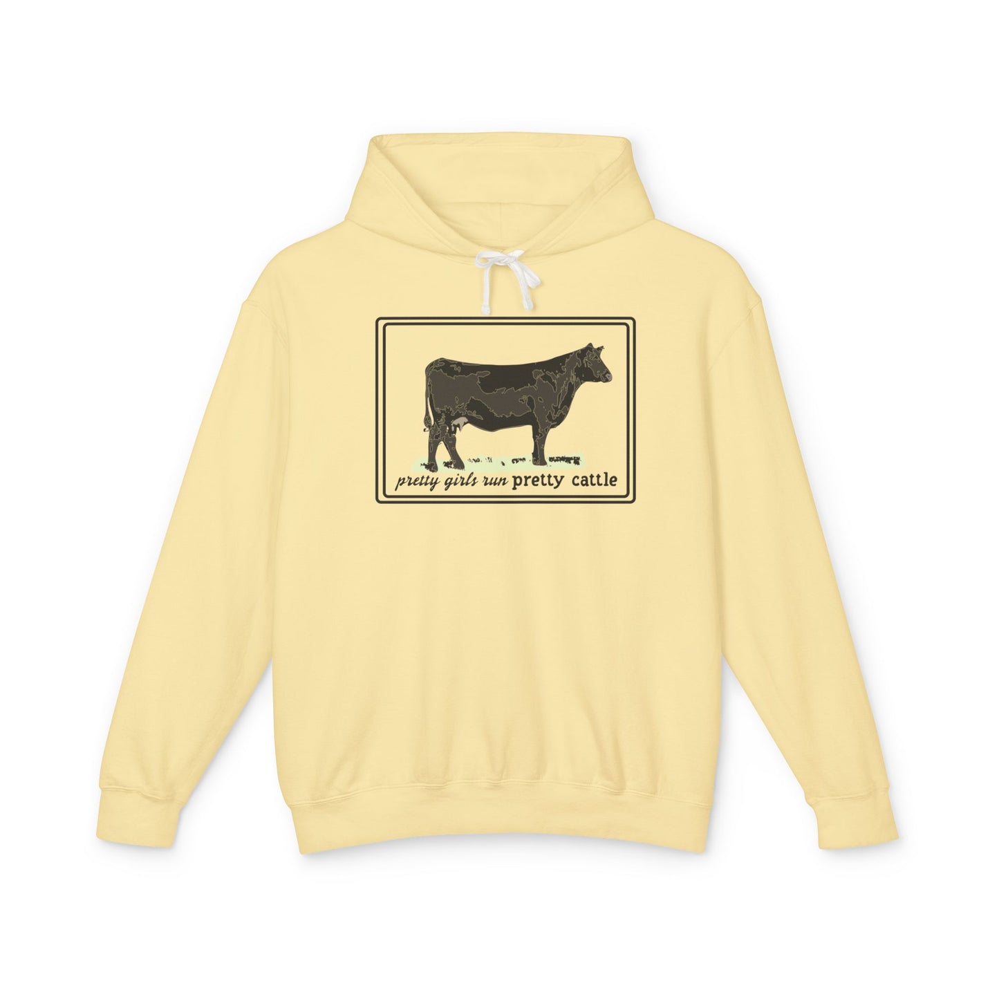 New Pretty Girls Run Pretty Cattle Comfort Colors Lightweight Hooded Sweatshirt - Multiple Colors Available
