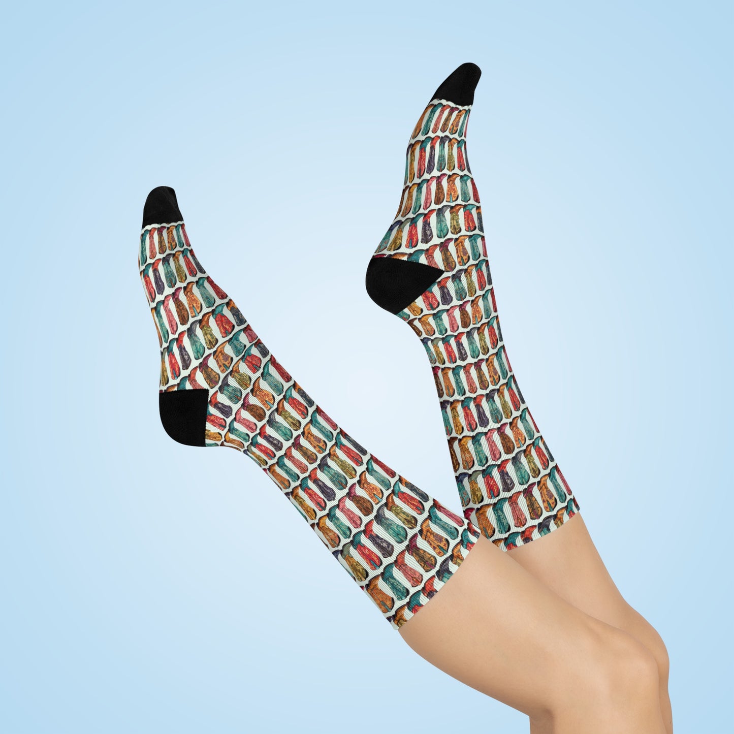Colorful Cowboy Boot Cushioned Crew Socks - Fun Sock Design for Cozy Comfort LOVE THESE!!!