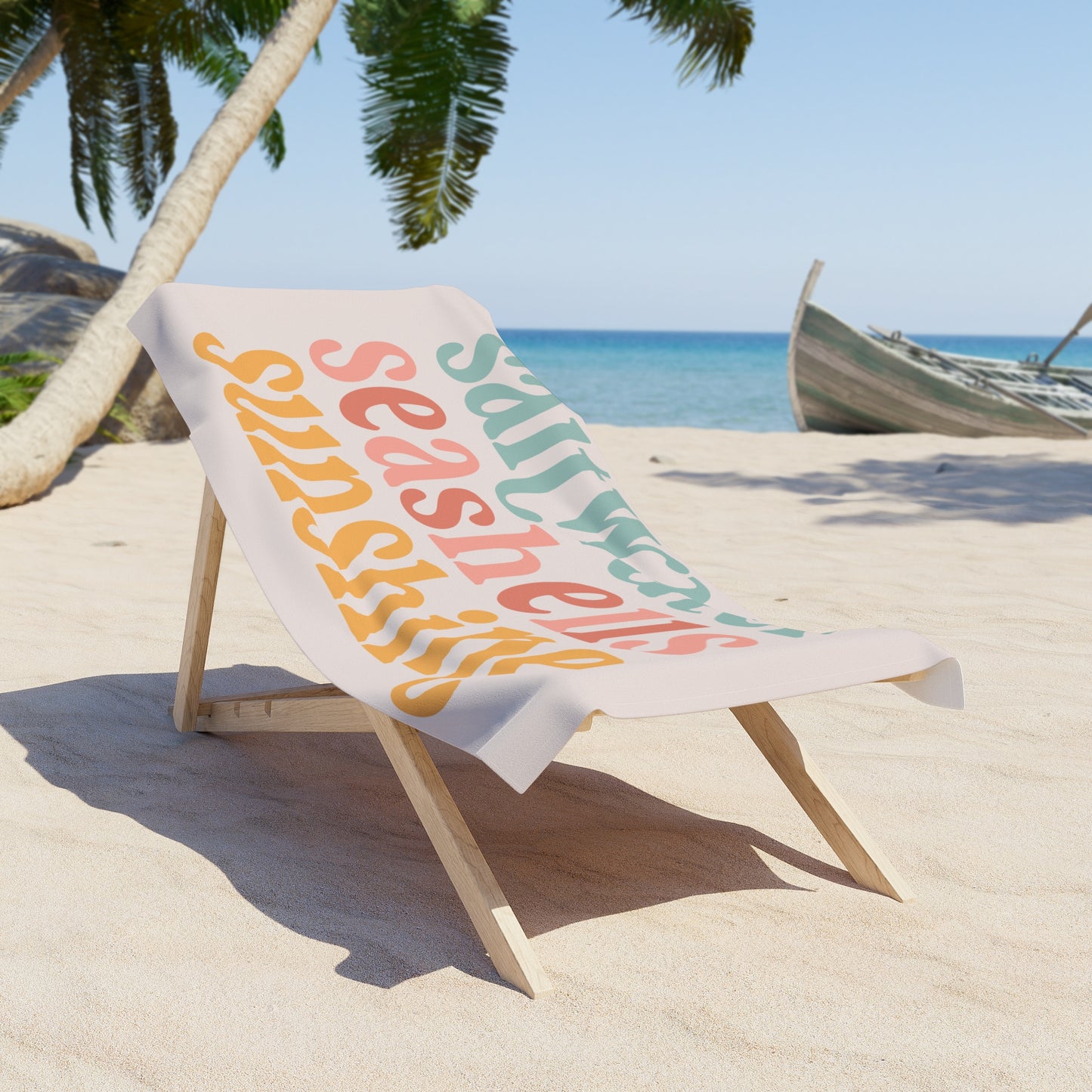 Saltwater Seashells Sunshine Beach Towel - Perfect for Summer Fun Beach Family Vacation Boho Vibe Florida Gulf Of America