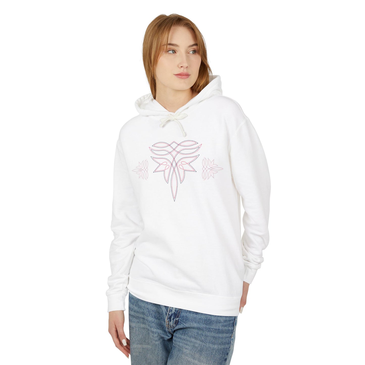 Boot Stitch Trendy Western Lightweight Hooded Sweatshirt - Cozy Trending Western Boot Stitch Design for Everyday Comfort
