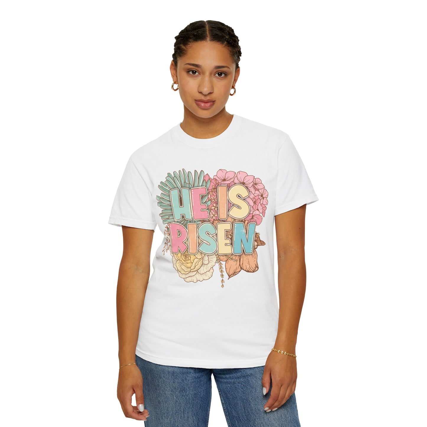 Beautiful Floral "Jesus Has Risen" Easter T-shirt