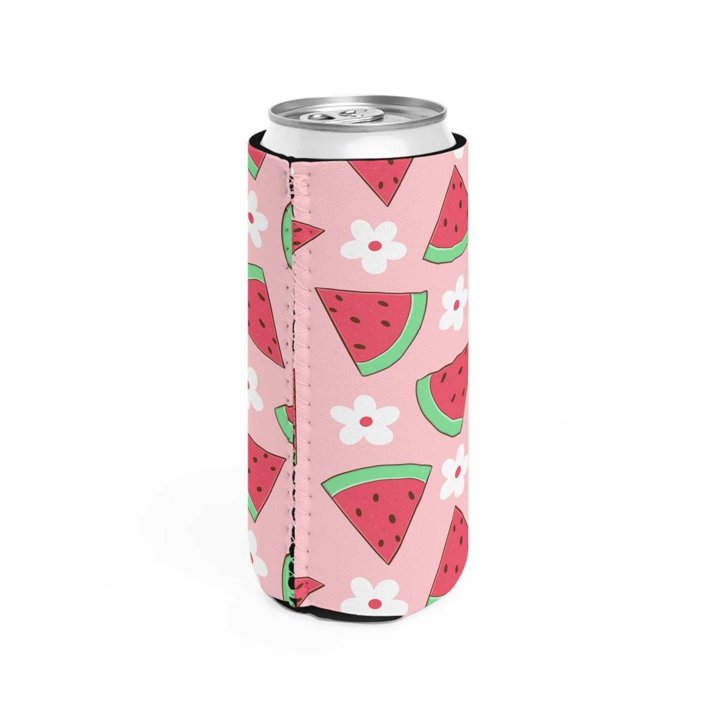 Summertime Colorful Watermelon Slim Can Cooler - Perfect for Lake Days - Keep Those Beverages Cold